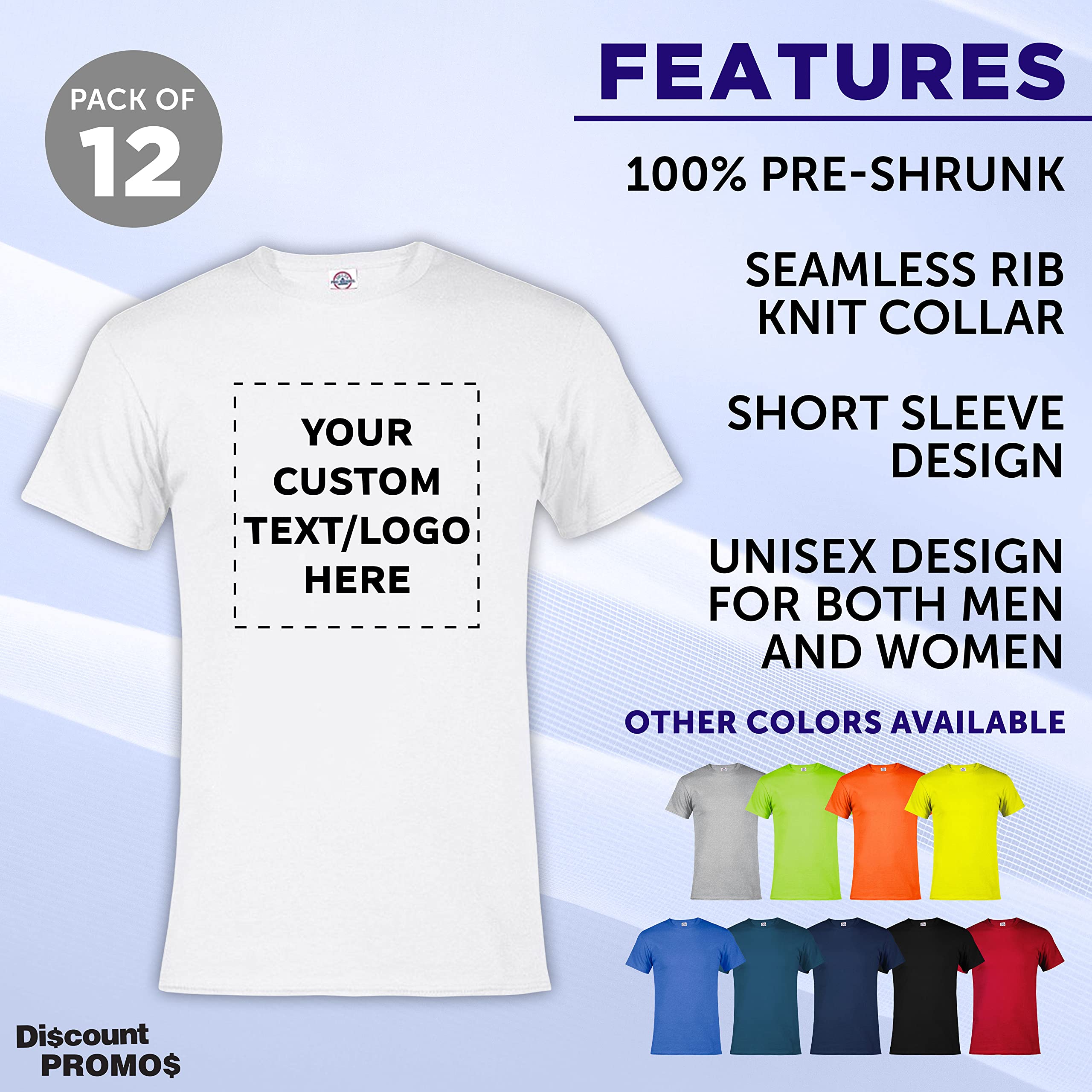 Delta Apparel Unisex Short Sleeve T-Shirts - Bulk Pack (12-Pack) | Customizable & Personalized | Comfort Fit Cotton Tees for Men & Women | Perfect for Team Events, Promotions & Casual Wear