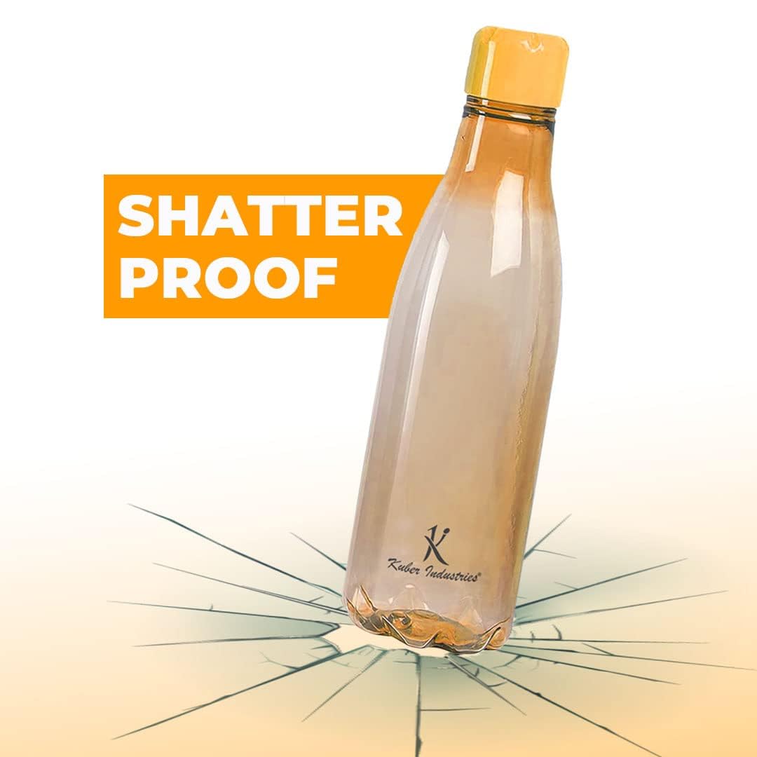Kuber Industries 4-Pack Unbreakable Leak Proof Plastic Water Bottles - BPA Free Food Grade for Kids & Adults - Orange - Perfect for School, Gym, Hiking and Outdoor Activities