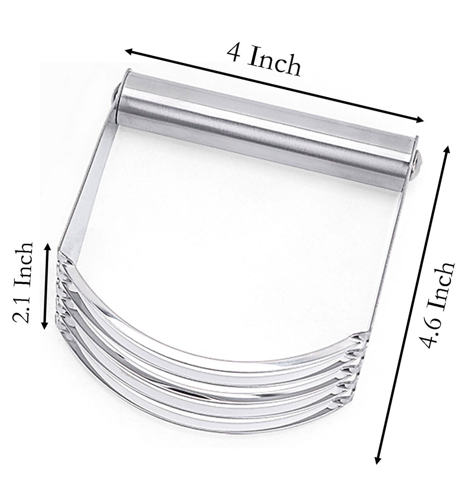 4.6 Inch Stainless Steel Dough Blender & Pastry Cutter - Heavy Duty Baking Tool for Mixing Dough, Cutting Butter - Perfect for Pies, Cookies, Pastries (Silver)