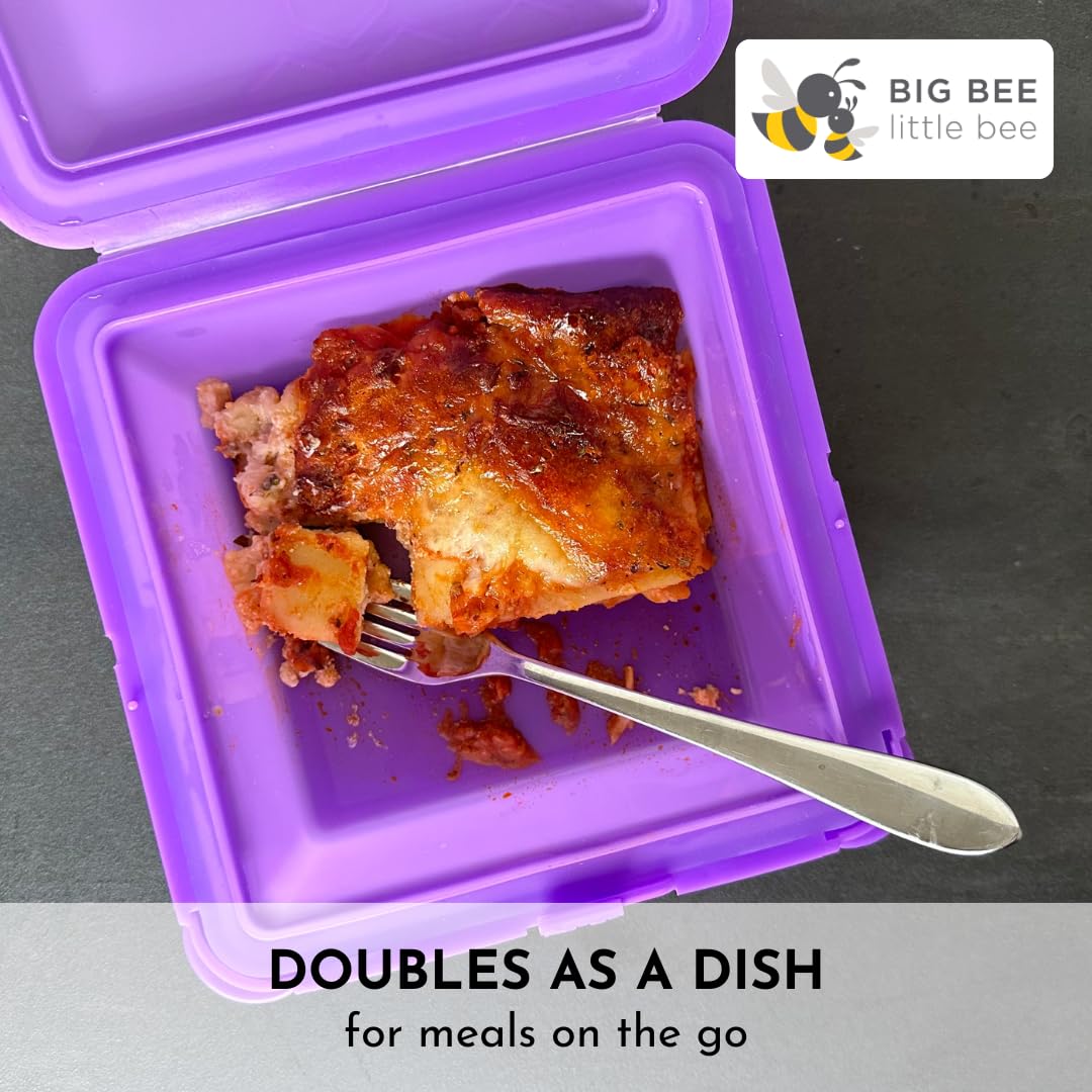 Big Bee, Little Bee - Extra Large Reusable Silicone Food Storage Containers with Snap-On Clamshell Lid | BPA-Free, Microwave, Freezer & Dishwasher Safe | Airtight Meal Prep Containers for Leftovers, Lunch Box & Kitchen Organization (Aqua Blue)