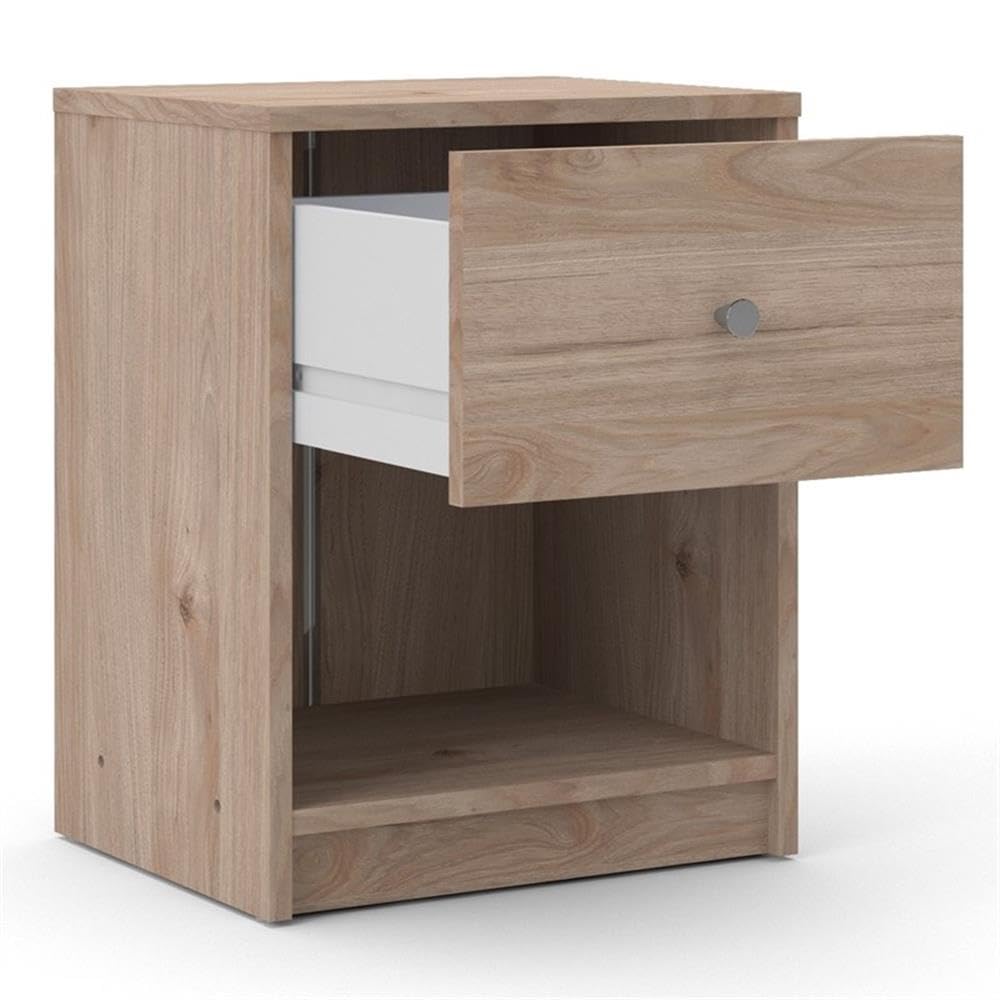 Home Square 2-Piece 1-Drawer Nightstand Set in Jackson Hickory - Modern Bedside Tables for Bedroom, Living Room & Guest Room