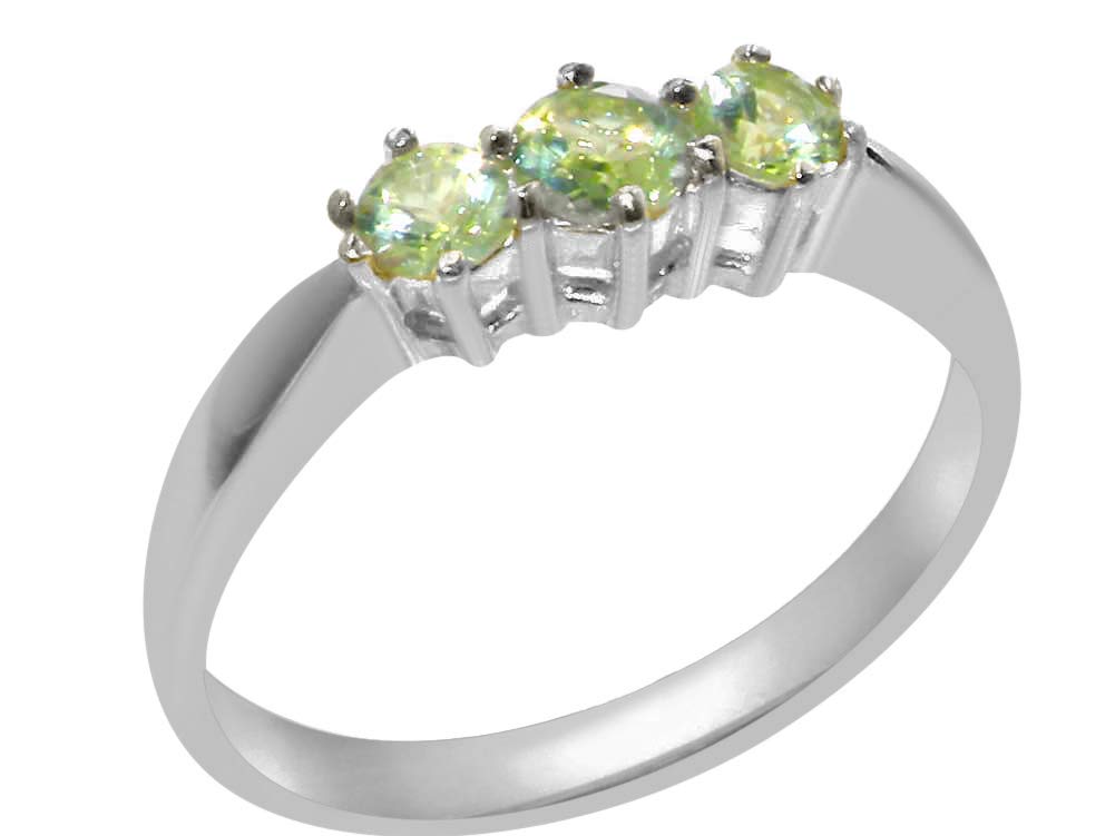 925 Sterling Silver Genuine Peridot Women's Trilogy Anniversary Ring - Elegant Gift for Wife, Girlfriend, Mother's Day, Birthday & Special Occasions