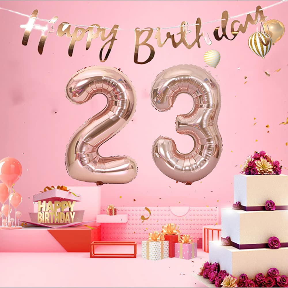 100th Birthday Party Decorations Set - Happy Birthday Banner, Rose Gold Helium Balloons (100 Years Old Theme) - Includes Latex & Foil Number 100 Balloons for Milestone Celebrations - Perfect for Grandparents Anniversary, Retirement Parties & Centenarian Birthday Decor