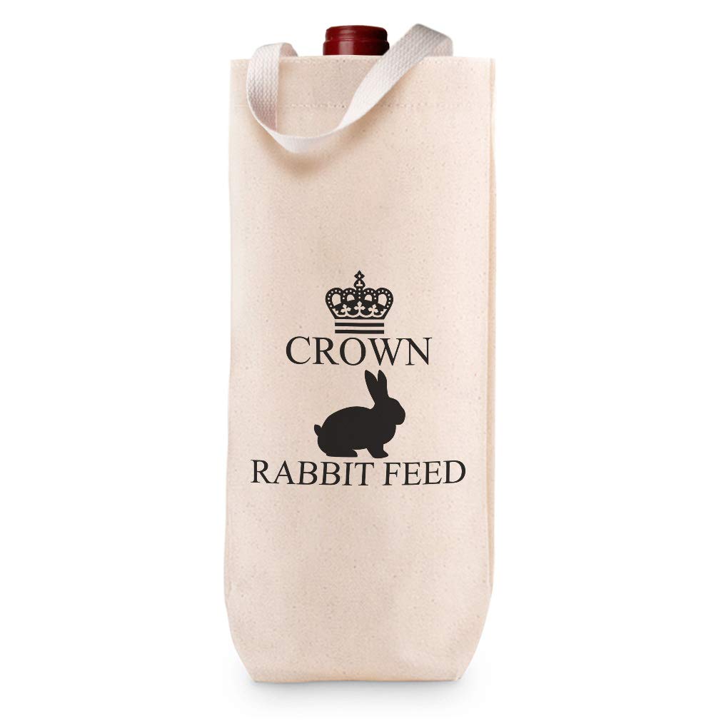 Custom Cotton Wine Gift Bag with Crown Rabbit Design - Natural Canvas Tote for Animal Feed, Farm & Housewarming Gifts - Perfect for Parties, Weddings & Special Occasions