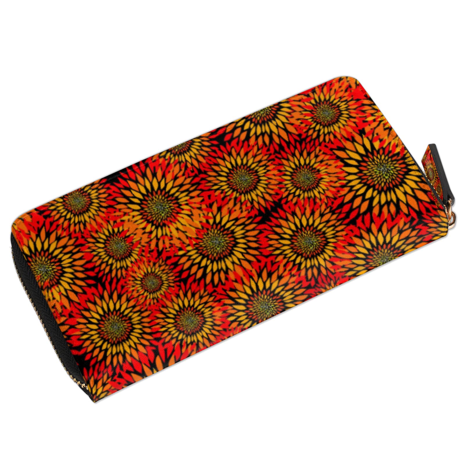 Stylish Women's Leather Wallet with Sunflower Pattern - Large Credit Card Holder, Coin Purse & Phone Clutch | RFID Blocking Zipper Closure | Perfect for Everyday Use, Travel & Gift Giving