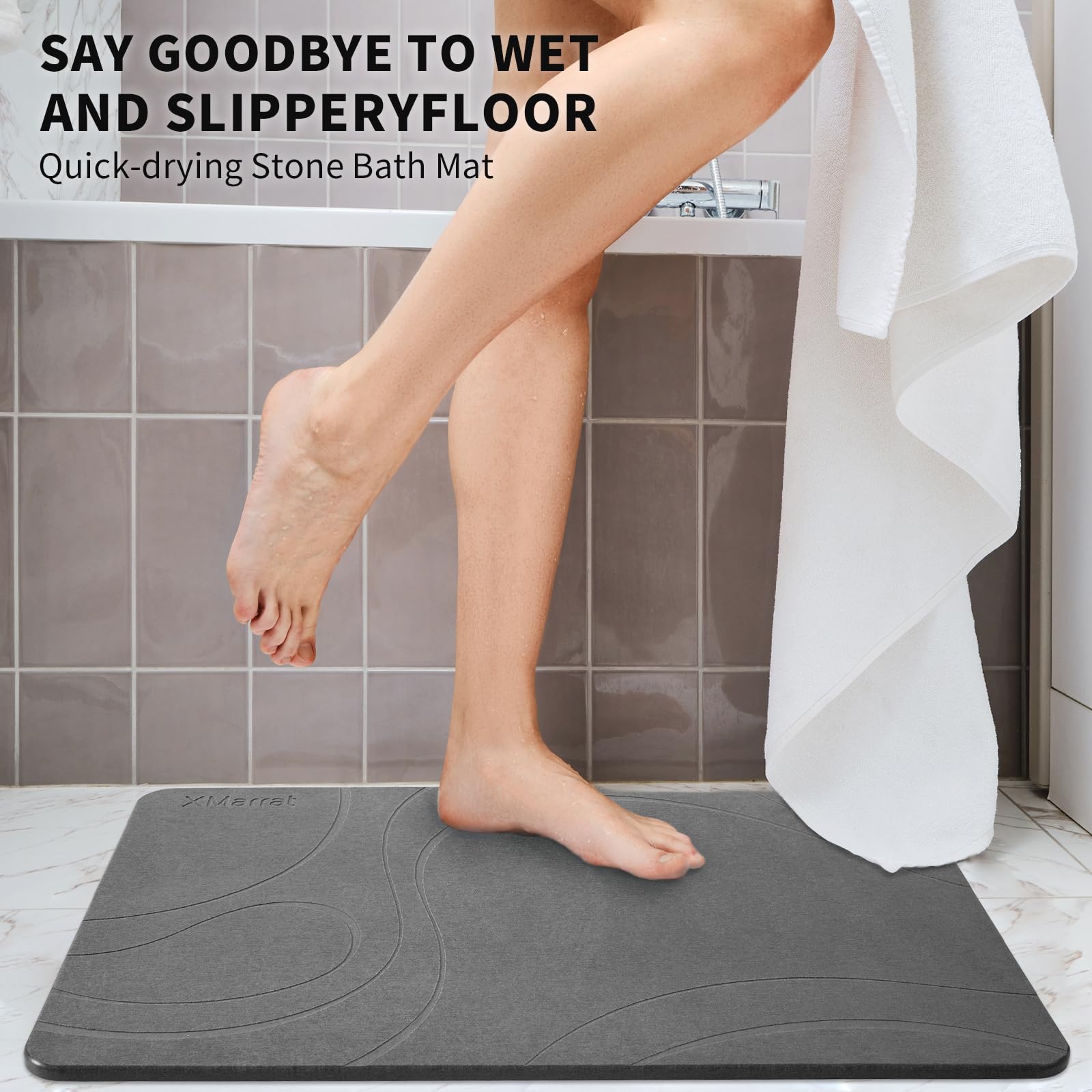 Premium Extra Large Diatomaceous Earth Bath Mat - 31.5