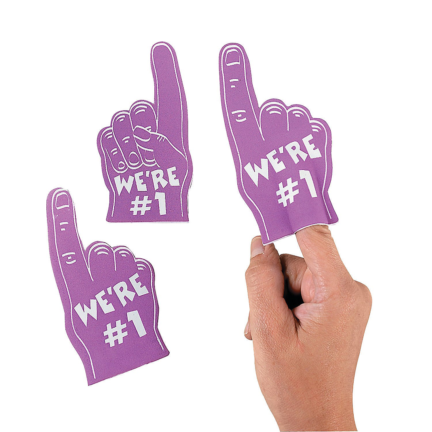 Fun Express Purple Mini Foam Fingers - Bulk Pack of 12 - Cheerleading & Sports Fan Accessories for Games, Parties & School Events