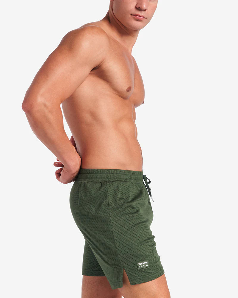**Teamm8 S.S.C 6 Mesh Shorts - Forest Green - Breathable Athletic Shorts for Running, Gym & Outdoor Sports**