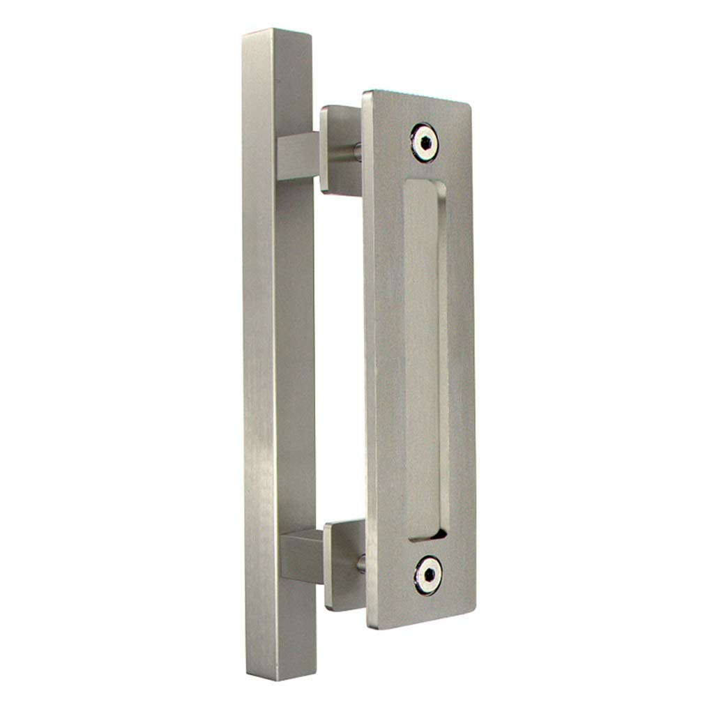 GELISURE Stainless Steel Barn Door Handle with Embedded Kit - 30cm Square/Length for Kitchen Cabinets, Closet Drawers & Furniture | Modern Home & Office Upgrade