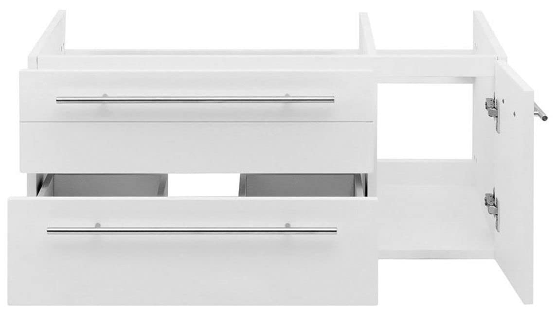 Fresca Lucera 36 Inch White Wall Mounted Vessel Sink Modern Bathroom Vanity - Left Side Cabinet Only (Sink Not Included) | Perfect for Small Bathrooms, Powder Rooms & Contemporary Home Decor
