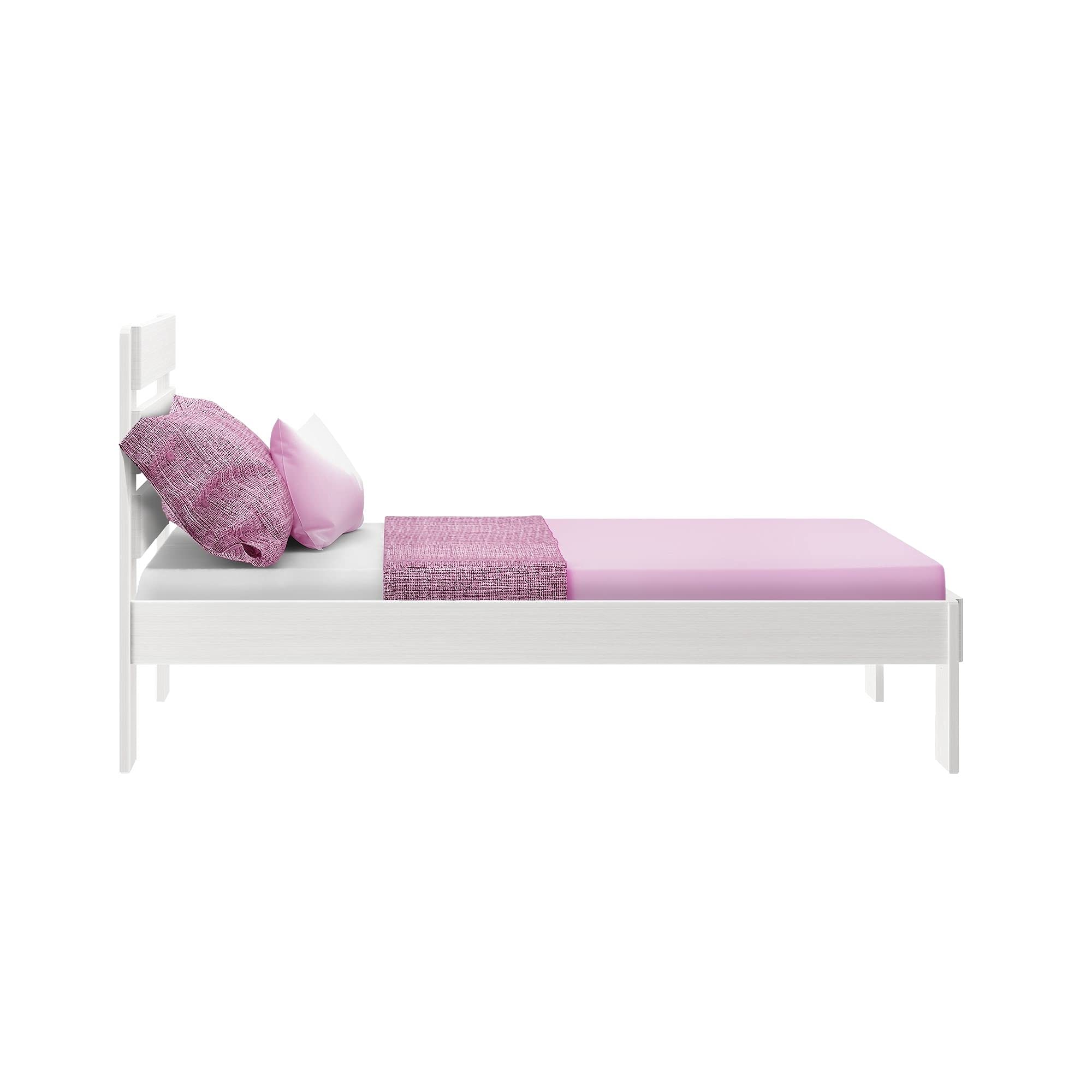 Max & Lily Modern Farmhouse Twin Bed Frame with Headboard - Solid Wood Plank Design in White Wash Finish - Perfect for Kids' Bedroom, Guest Room or Nursery Decor