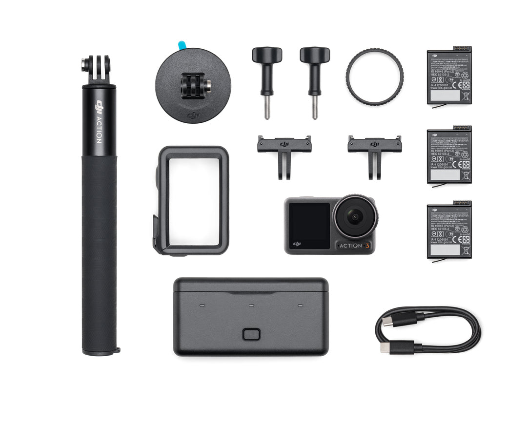 DJI Osmo Action 3 Adventure Combo - 4K Waterproof Action Camera with 130° FOV, 10m Dive Housing & Accessories Kit - Perfect for Surfing, Skiing, Hiking & Outdoor Adventures