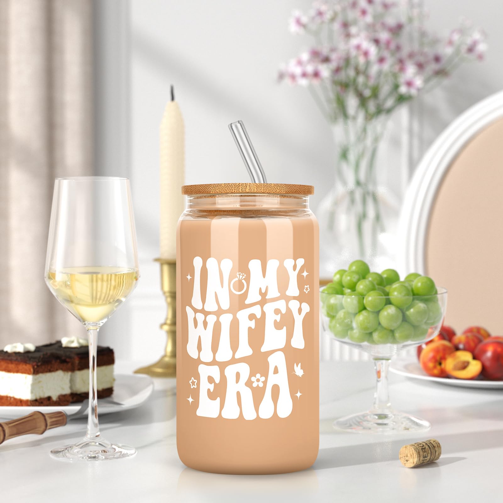 Elegant Bridal Shower Gift Set for Bride to Be - Classy Bachelorette & Wedding Gifts with Custom Cup & Straw - Perfect for Honeymoon, Bridal Parties & Wife Appreciation - Cute Wifey Present Ideas for Special Occasions