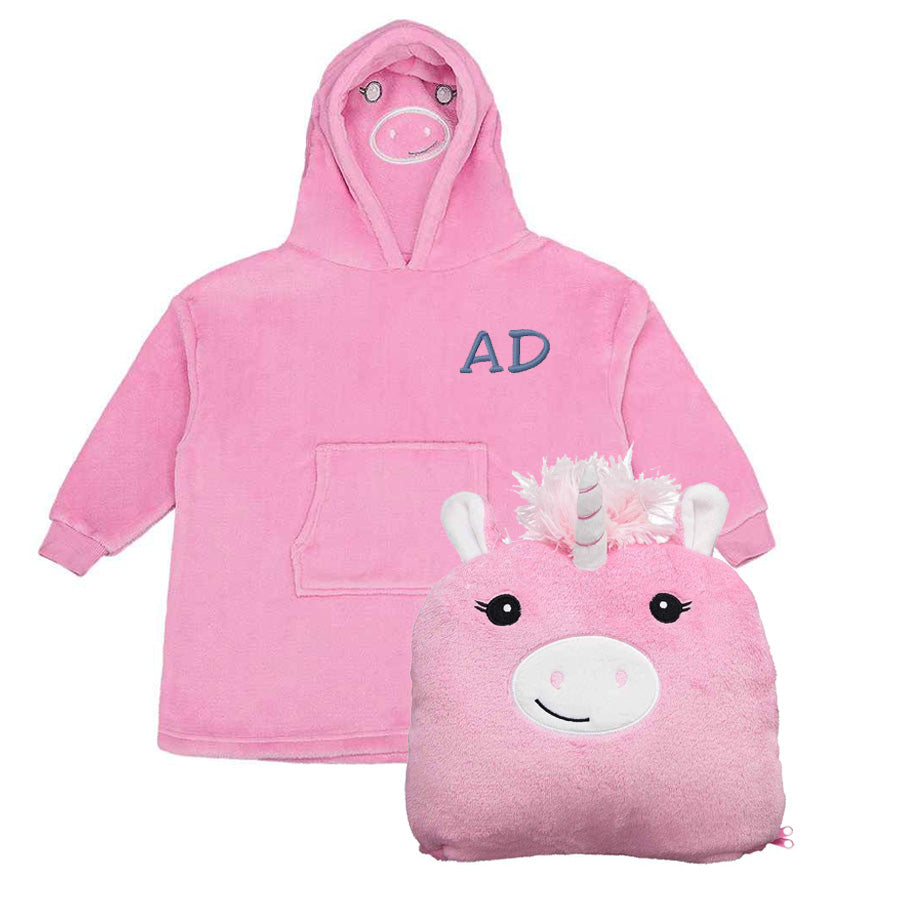 Custom Embroidered Initial Fleece Hoodie & Soft Toy - Personalized Gift for Kids, Women & Men | Cozy Winter Wear, Birthday Present, Christmas Gift