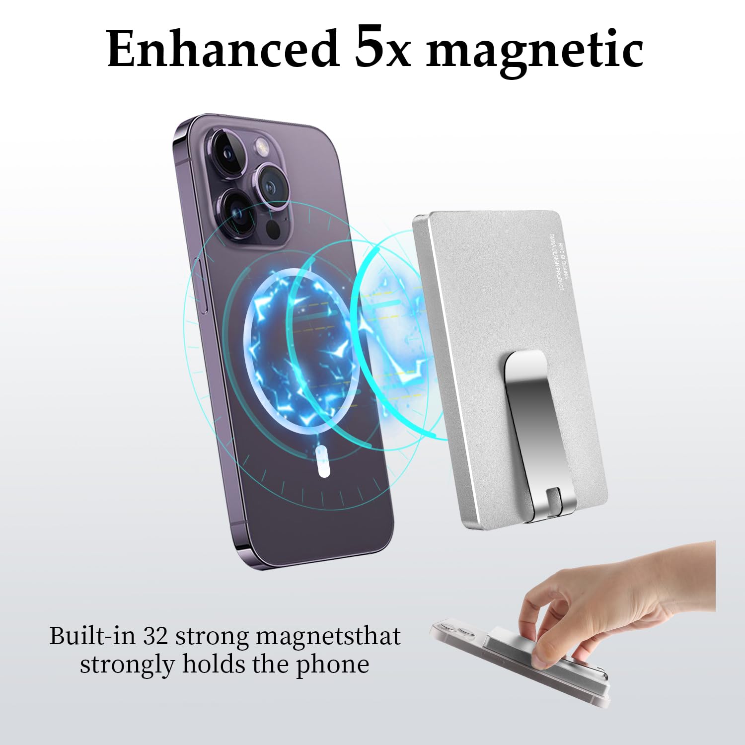Magnetic Card Holder for Magsafe Wallet - Slim Metal Pop Up Wallet with Money Clip | Compatible with iPhone 15/14/13/12 Series & All Smartphones | Perfect for Travel, Work & Everyday Use