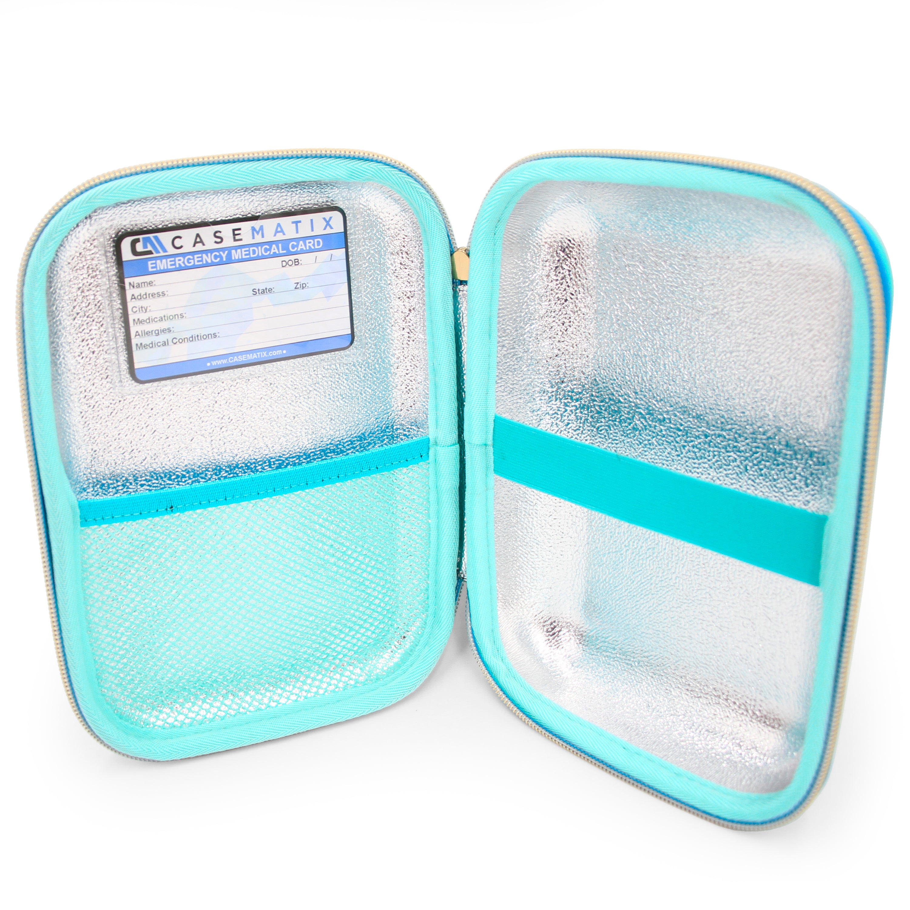 CASEMATIX 8 Turquoise Asthma Inhaler Travel Case - Fits Spacer, Mask & Accessories (Case Only) - Perfect for Air Travel, Outdoor Activities & Daily Protection