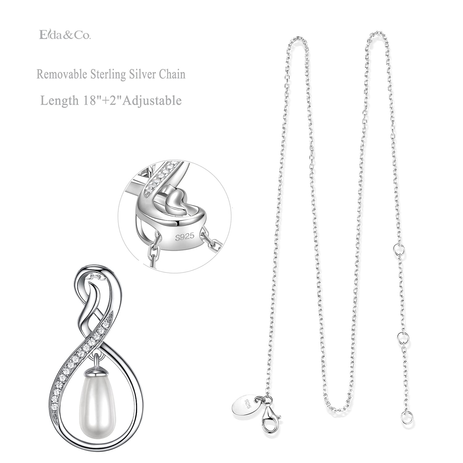 Forever Love Infinity Necklace for Women - April & May Birthstone Jewelry with Simulated Diamond & Emerald - 925 Sterling Silver Necklace Gift for Wife, Mom, Her - Perfect for Birthdays, Anniversaries & Special Occasions