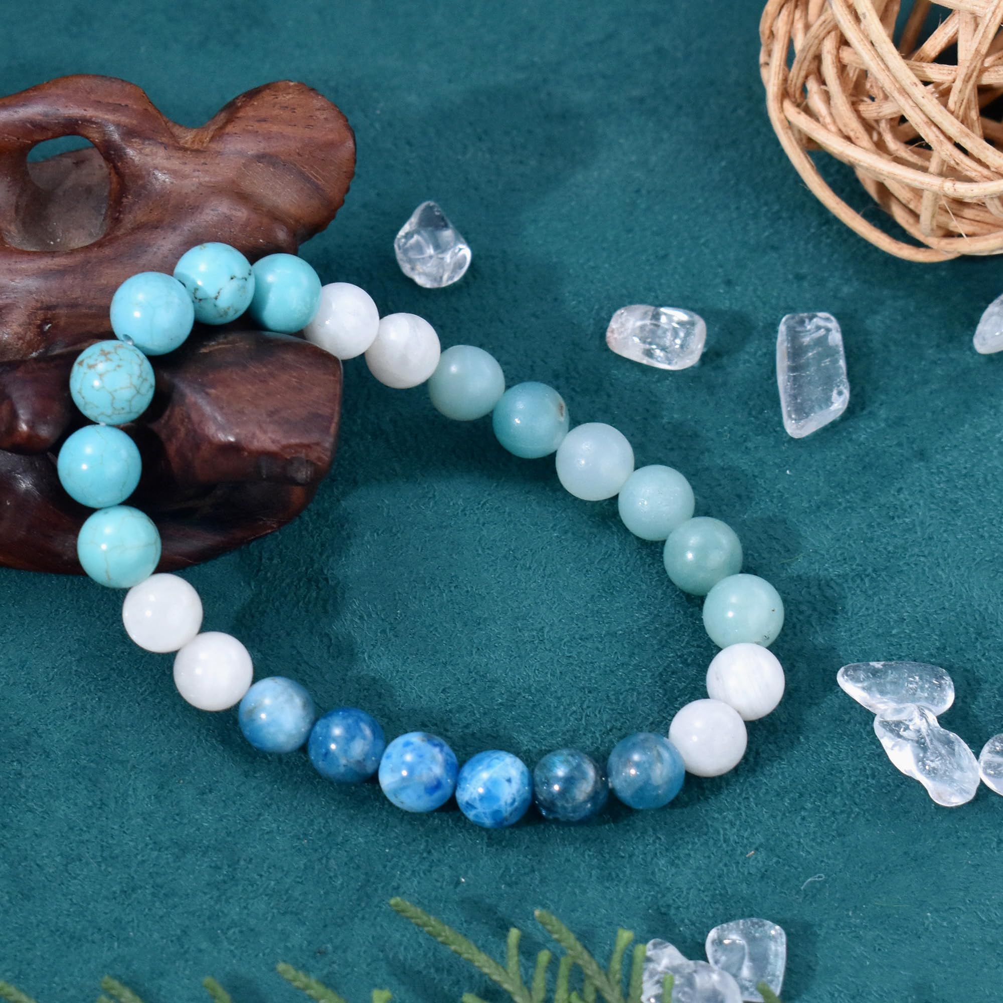 8MM Genuine Healing Crystal Bracelet - Lucky Stone Beaded Chakra Bracelet for Positive Energy (6.5 Inch) - Inspirational Spiritual Gift for Women & Mom - Perfect for Meditation, Yoga & Daily Wear