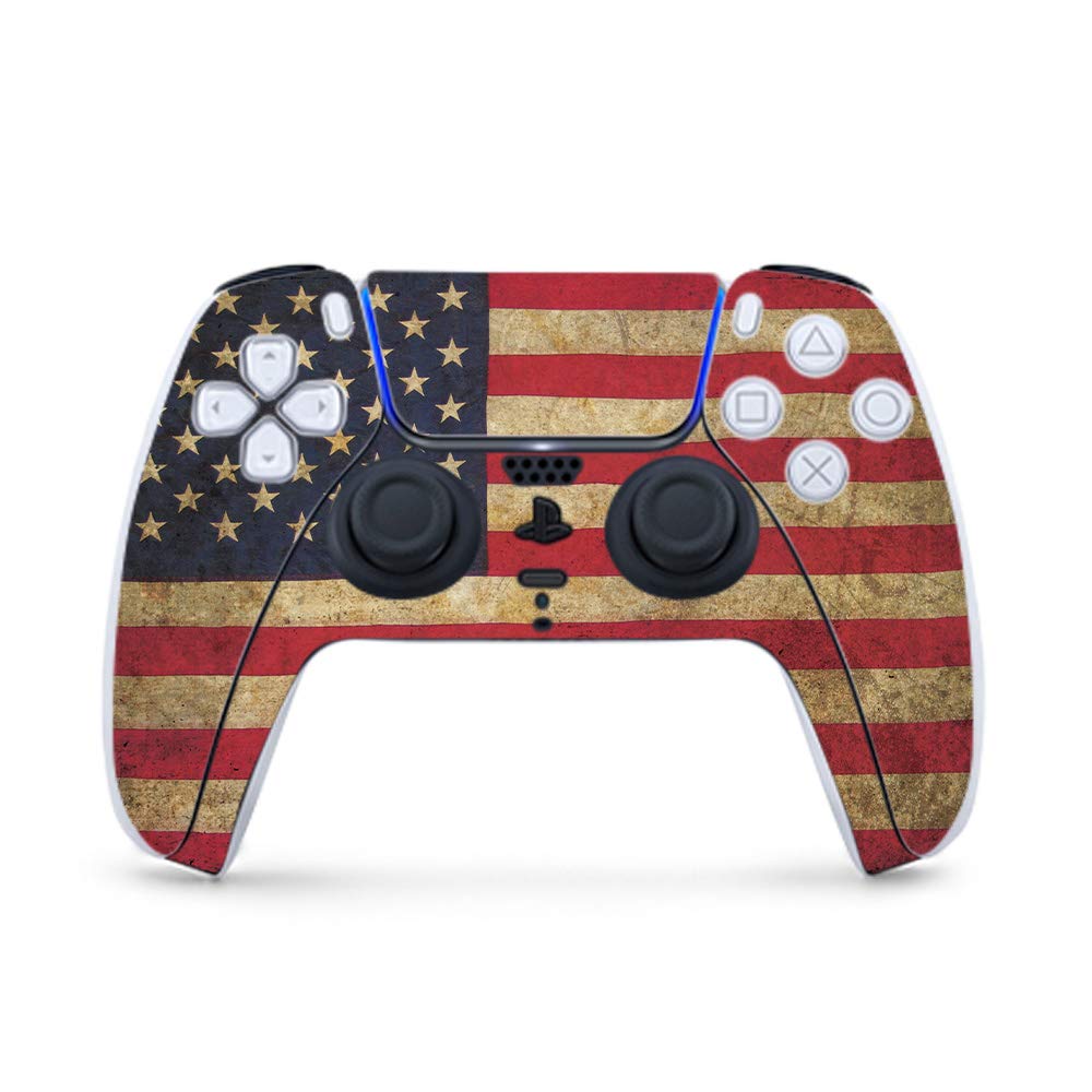 MightySkins Vinyl Decal Wrap Cover Compatible with PS5 & PlayStation 5 Controller - Vintage Flag Design | Protective, Durable, Customizable Skin | Easy to Apply & Remove | Made in USA | Perfect for Gaming Enthusiasts & Collectors