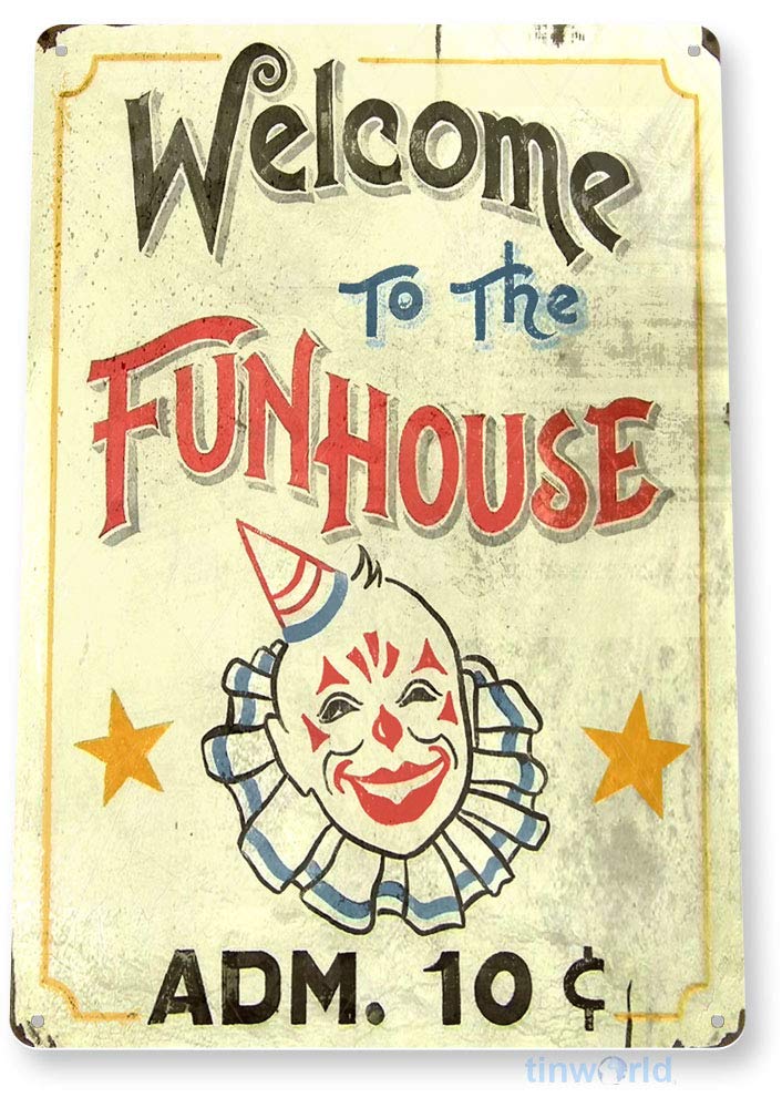 Vintage Circus Clown Metal Tin Sign - Fun House Retro Decor for Kitchen, Bar, Ranch & Man Cave | Durable Wall Art for Home & Office