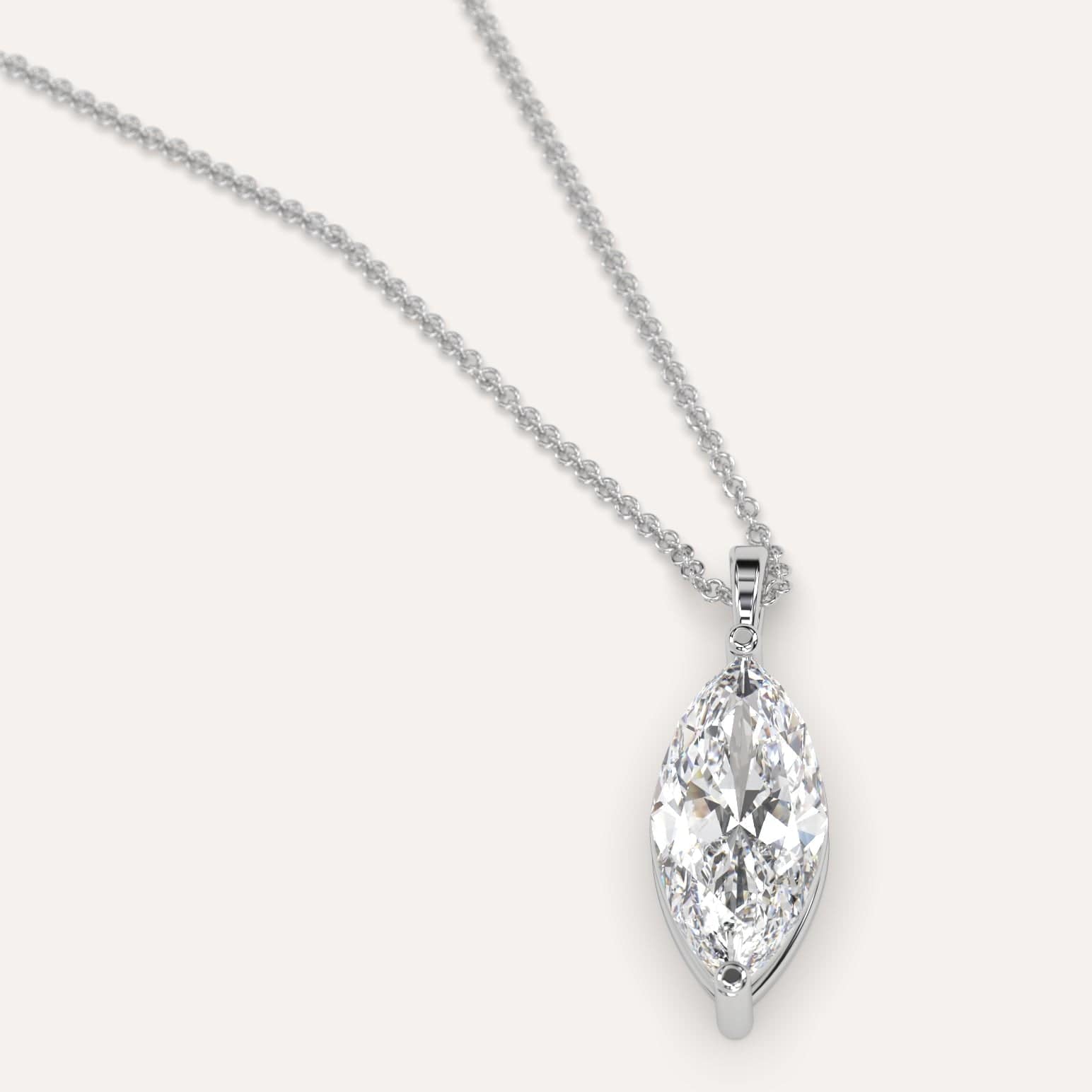2 Carat Marquise Cut Diamond Pendant Necklace - 14K White Gold Solitaire Jewelry for Women - Perfect for Anniversary Gifts & Special Occasions