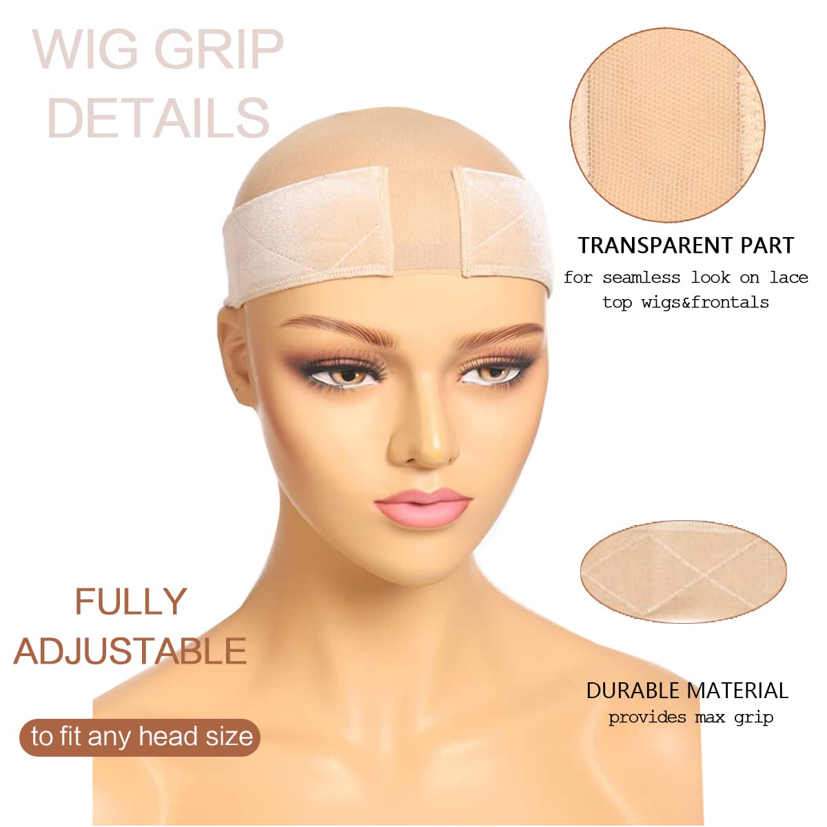 Nexyshe Elastic Non-Slip Velvet Wig Grip Headband - Thin Nude Wig Band for Secure Women’s Wig and Scarf Hold - Perfect for Daily Wear, Workouts, and Special Occasions