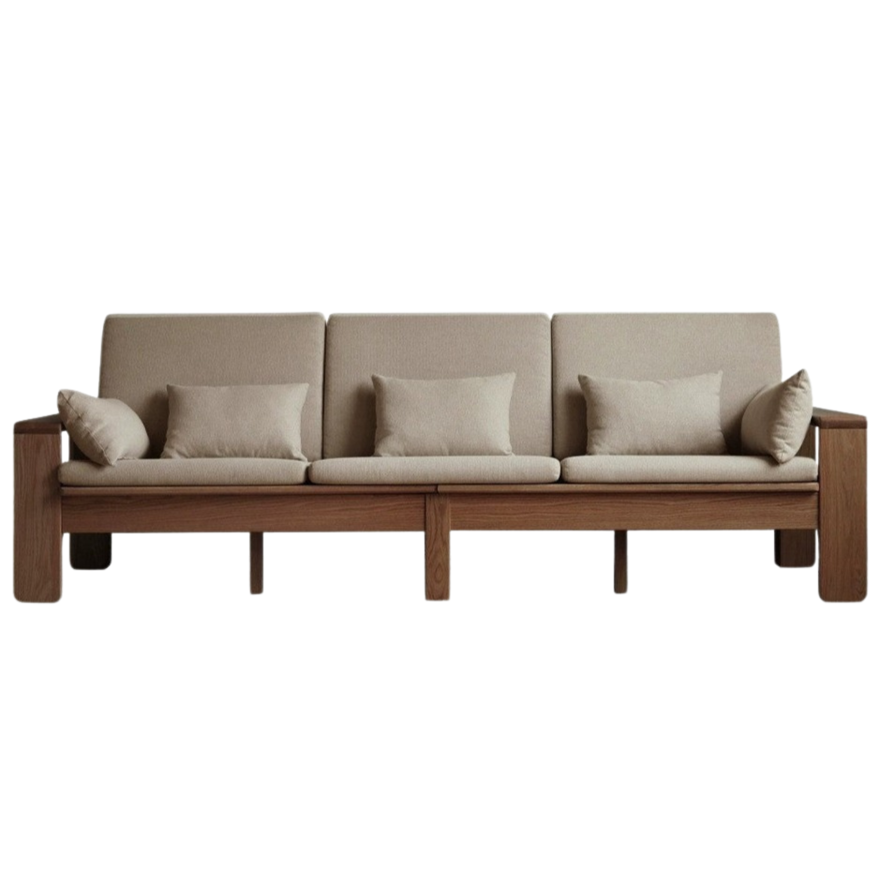 Modern Nordic Fabric Sofa - Solid Oak Wood Frame - Stylish & Durable Living Room Furniture for Small Spaces & Apartments