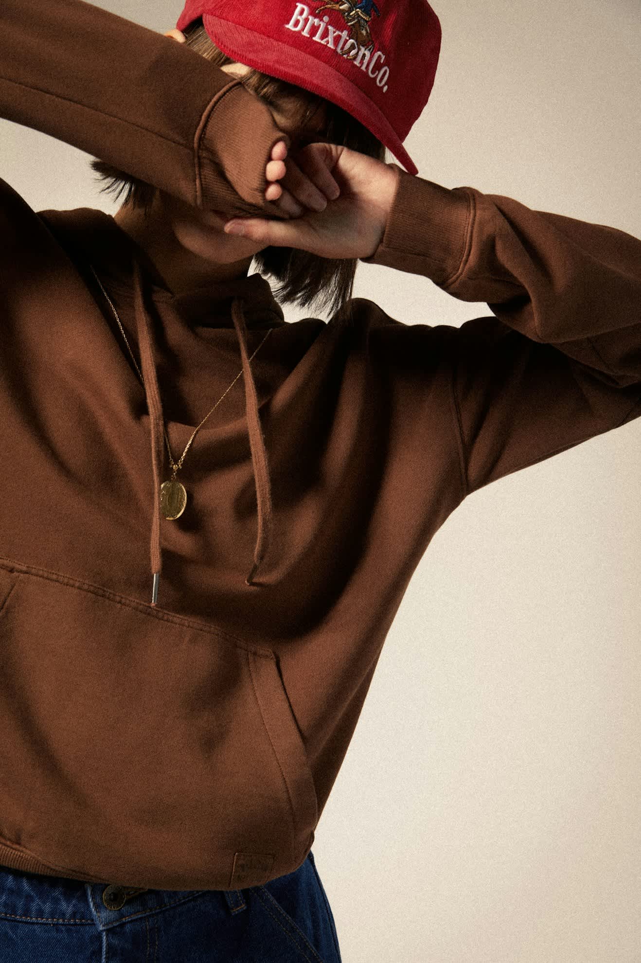 Cross Loop French Terry Hoodie for Men & Women - Soft & Cozy Pullover Sweatshirt - Pinecone Brown - Perfect for Casual Wear, Lounge & Outdoor Activities