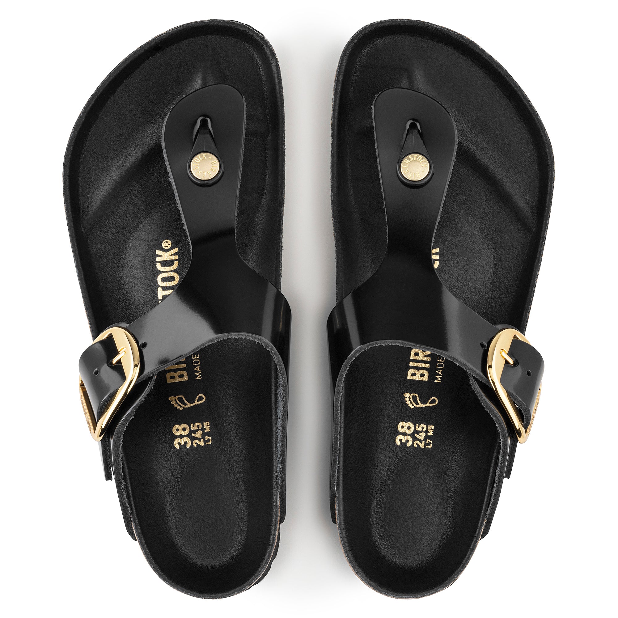Birkenstock Gizeh Big Buckle Sandals - High Shine Black Patent Leather - Comfortable Arch Support - Perfect for Summer, Beach, and Casual Outfits