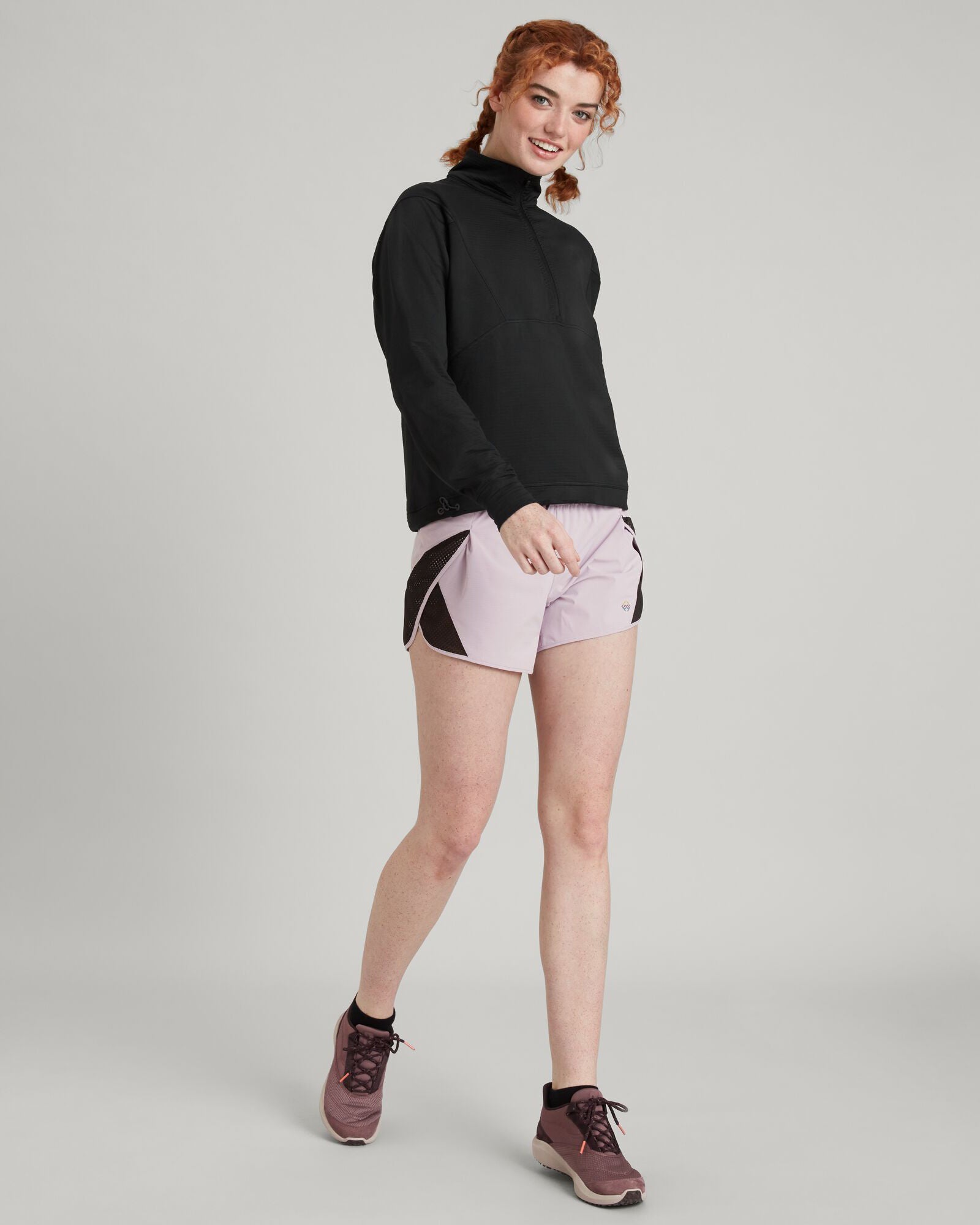 WELL.DER.NESS Women's Quarter Zip Pullover Fleece Sweatshirt - Black Stingray Color for Outdoor Activities & Casual Wear
