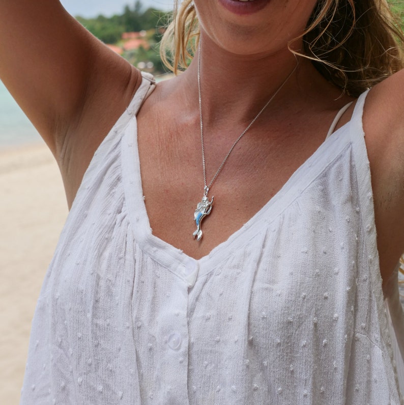 Blue Opal Mermaid Necklace - Elegant Handmade Jewelry for Women, Perfect Gift for Birthdays, Anniversaries & Beach Vacations
