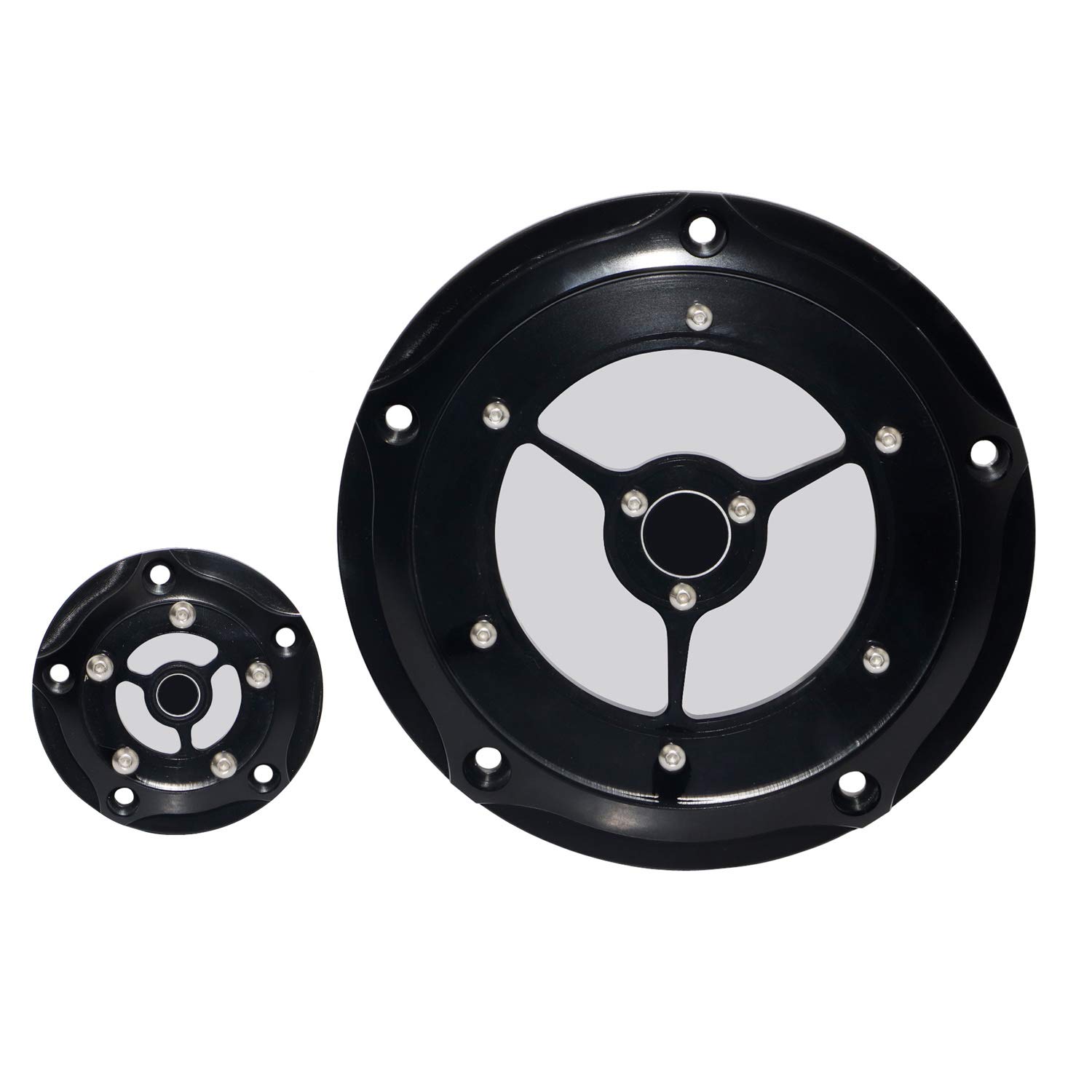 Black CNC Cut Derby Timing Timer Clarity Cover for Harley Street Glide, Fat Boy & Road King FLHR - Durable Motorcycle Engine Protection for Long Rides & Custom Bike Builds
