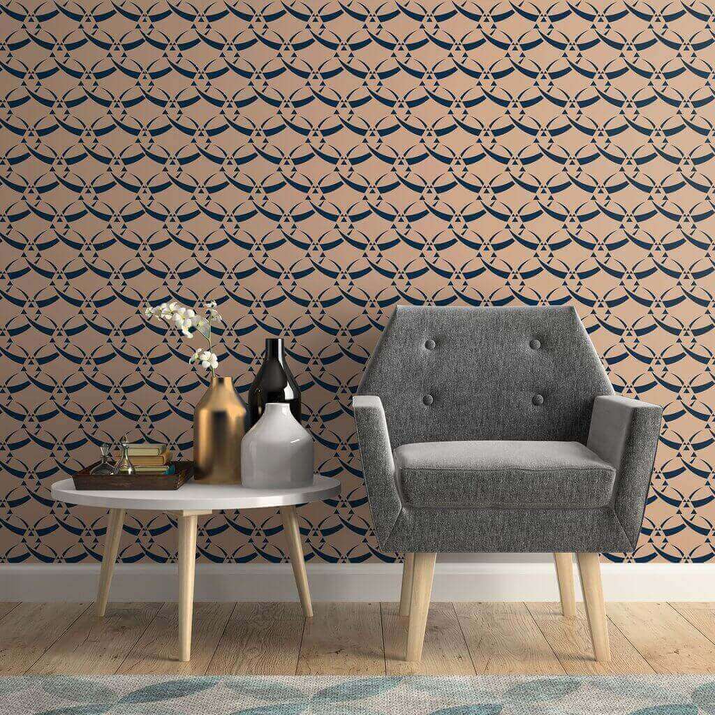 Navy and Beige Textured Geometric Peel and Stick Removable Wallpaper - Self-Adhesive Decorative Wall Covering for Bedroom, Living Room, Nursery, and Office Decor