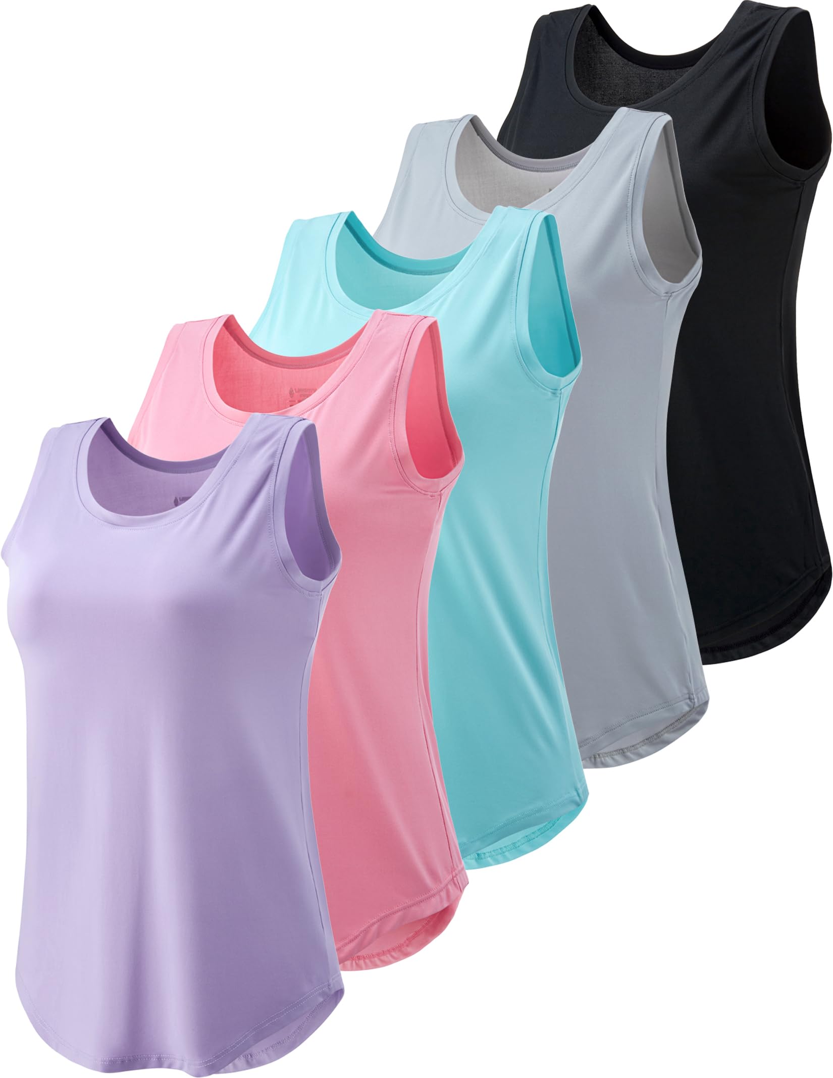 5 Pack Women's Workout Tank Tops - Breathable Wide Strap Athletic Sleeveless Shirts for Yoga, Tennis, Gym & Running - Comfortable Exercise Tops for Active Women