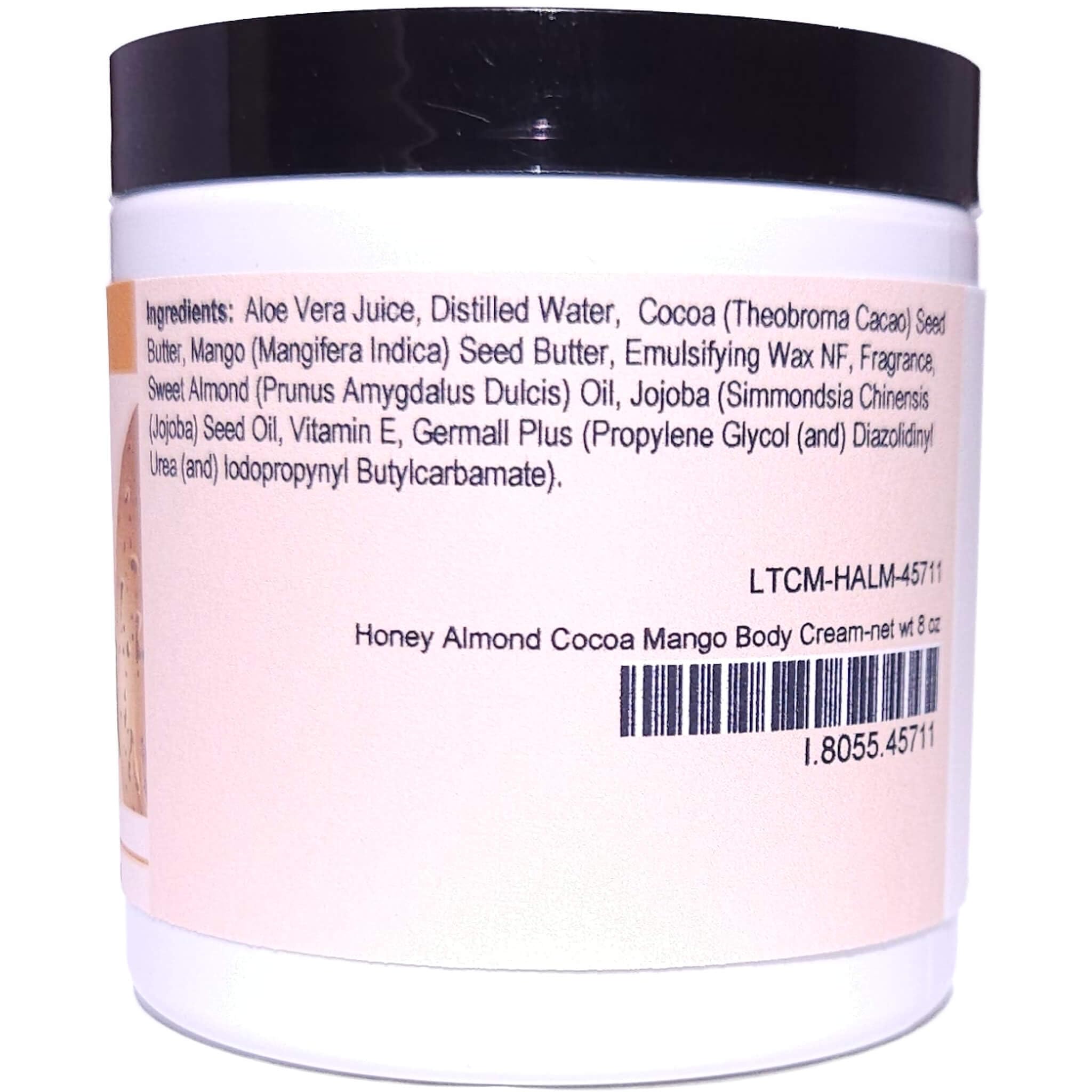 Honey Almond Cocoa Mango Body Cream - 8oz Phthalate-Free Moisturizing Lotion with Light Nutty Scent | Ultra-Hydrating Butter for Dry Skin | Perfect for Daily Use, Spa Nights & Gift Giving
