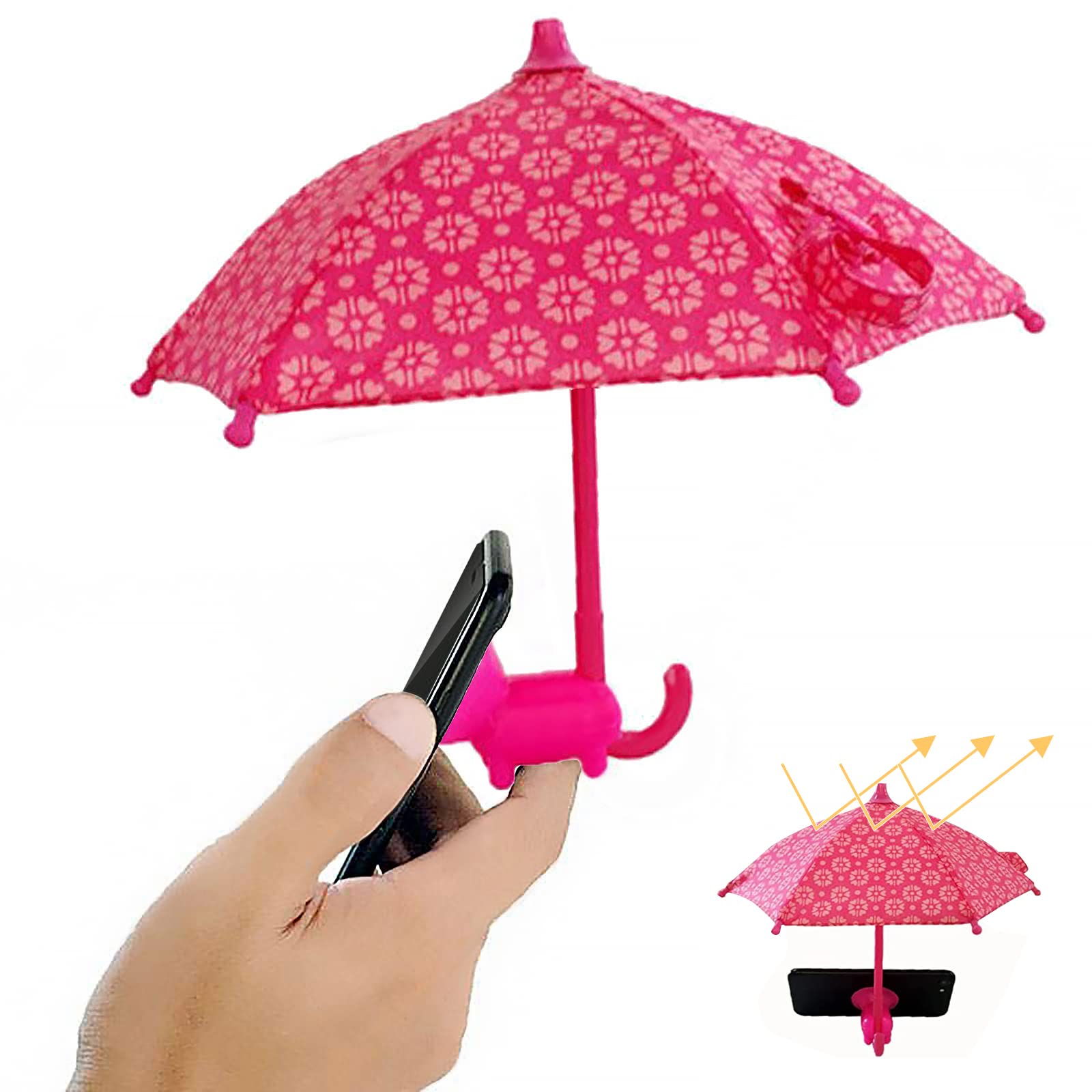 Universal Adjustable Phone Umbrella Sun Shade with Suction Cup Stand - Anti-Glare Screen Protector for Outdoor Smartphone Use at Beach, Pool & Travel