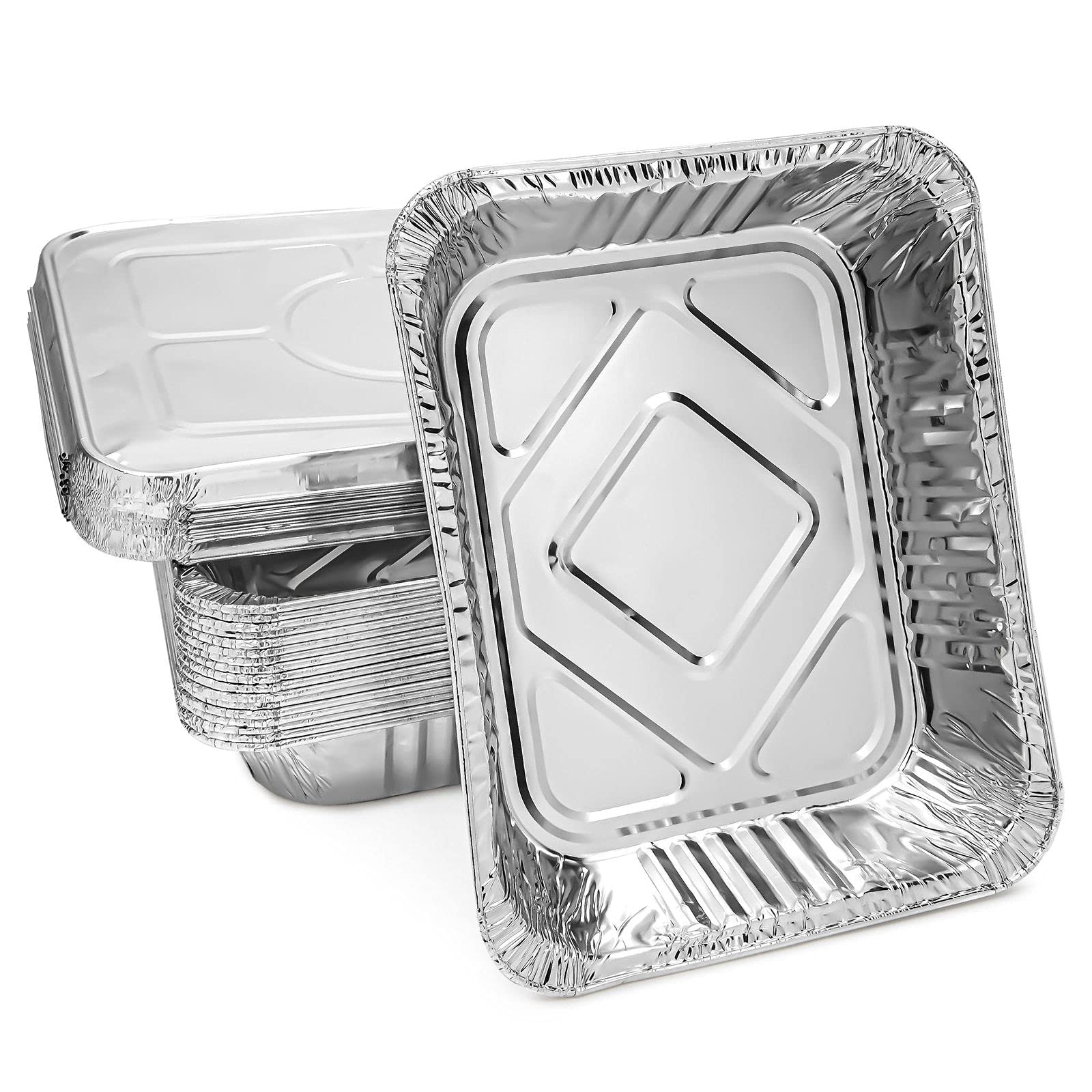 9 x 13 Inch Deep Half Size Disposable Aluminum Pans with Lids - Heavy Duty Baking Pans for Thanksgiving, Christmas & Holiday Cooking - 100 Pack for Roasting, Baking & Meal Prep