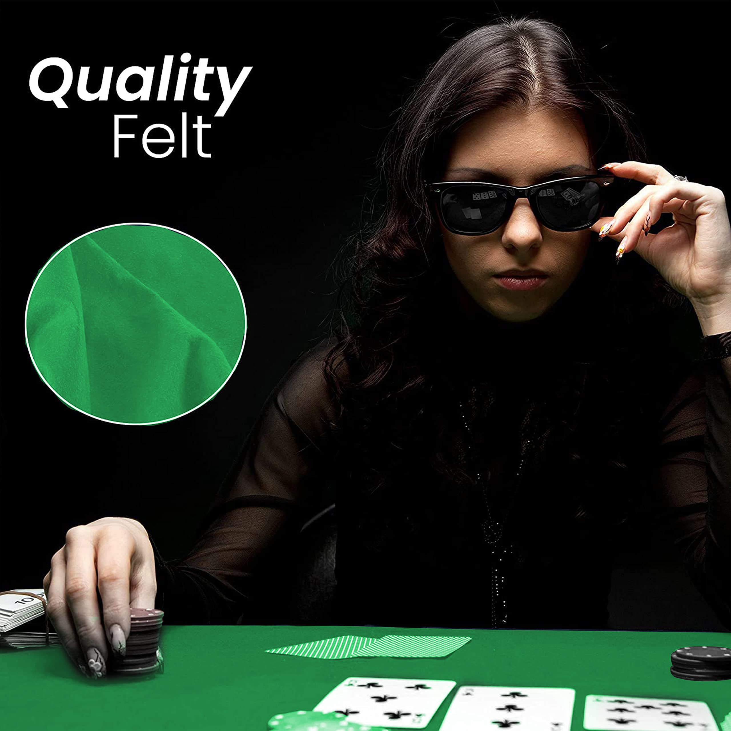 Premium Elastic Felt Card Game Table Cover for Poker, Mahjong, Dominoes & Board Games - Fits 48x68 Inch Oval Tables (Green) - Perfect for Game Nights, Casino Parties & Family Gatherings