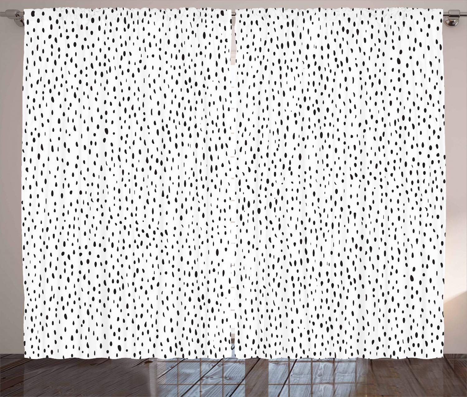 Ambesonne Abstract Black and White Curtains - Modern Minimalist Grunge Art Design, 2 Panel Set (108x84 Inches) for Living Room & Bedroom Windows | Avant-Garde Home Decor for Contemporary Spaces