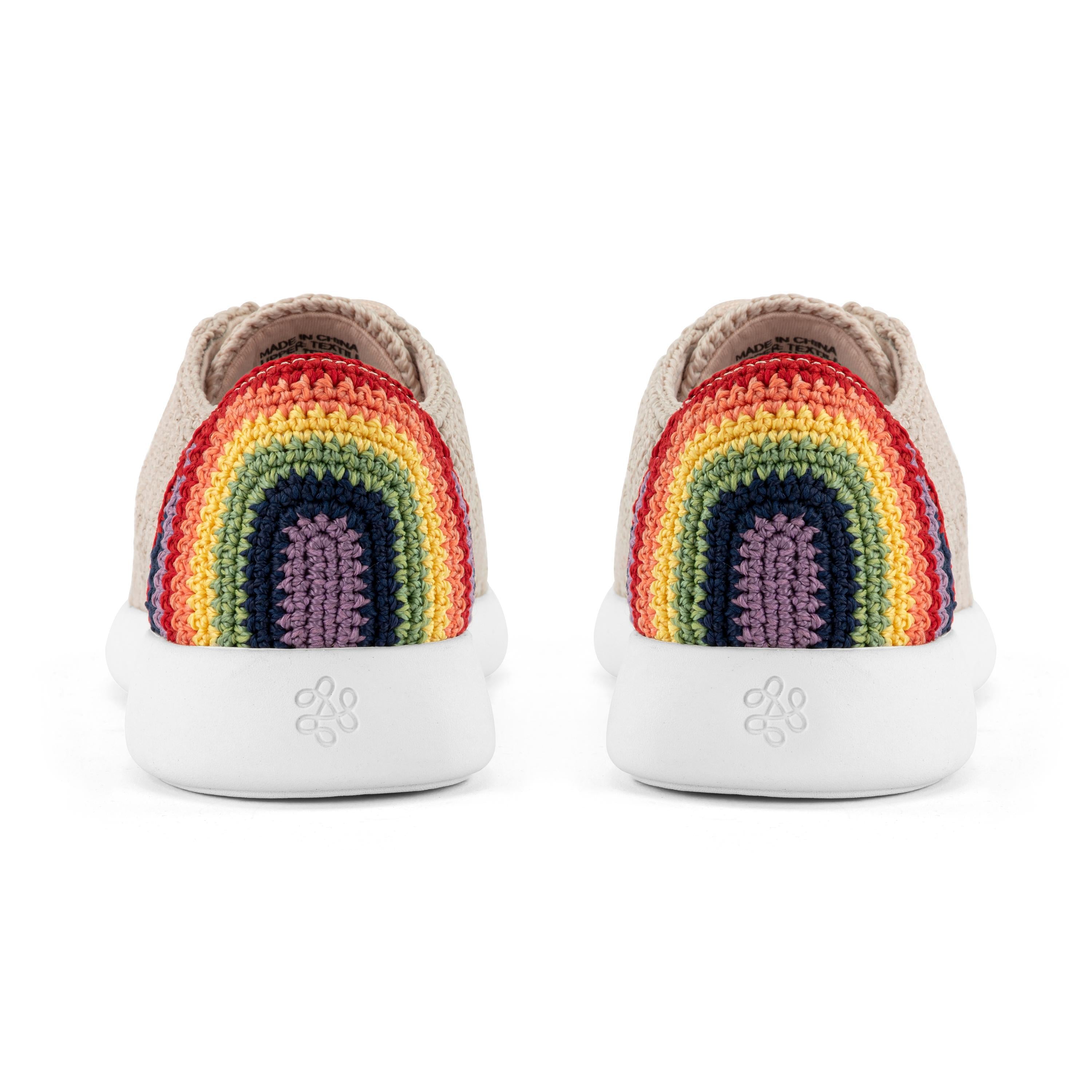Handmade Crochet Asha Sneakers - Rainbow & Ecru Color - Comfortable Bohemian Style Shoes for Women | Perfect for Casual Wear, Festivals, and Summer Outfits