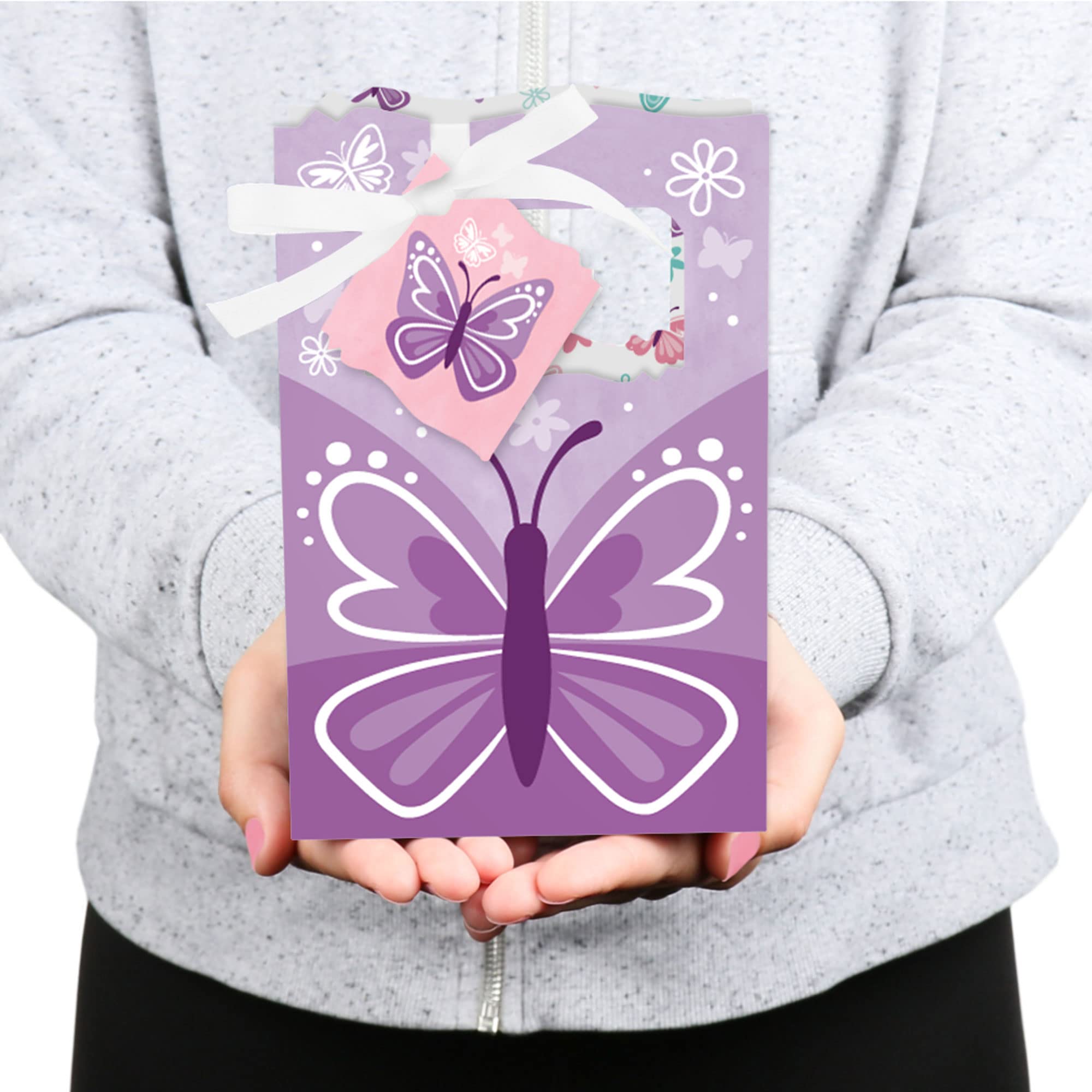 Beautiful Butterfly Floral Baby Shower Favor Boxes - Set of 12 Party Favors for Baby Showers, Birthdays & Special Events - Elegant Gift Boxes with Floral Design