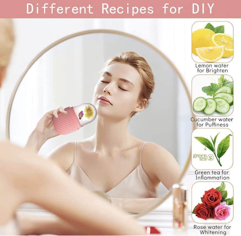 Dweezhet Ice Roller for Face Massager | Cooling Facial Roller for Glowing Skin | Pink Skincare Ice Cube Roller for Puffiness & Dark Circles - Perfect for Morning Routine & Post-Workout Recovery