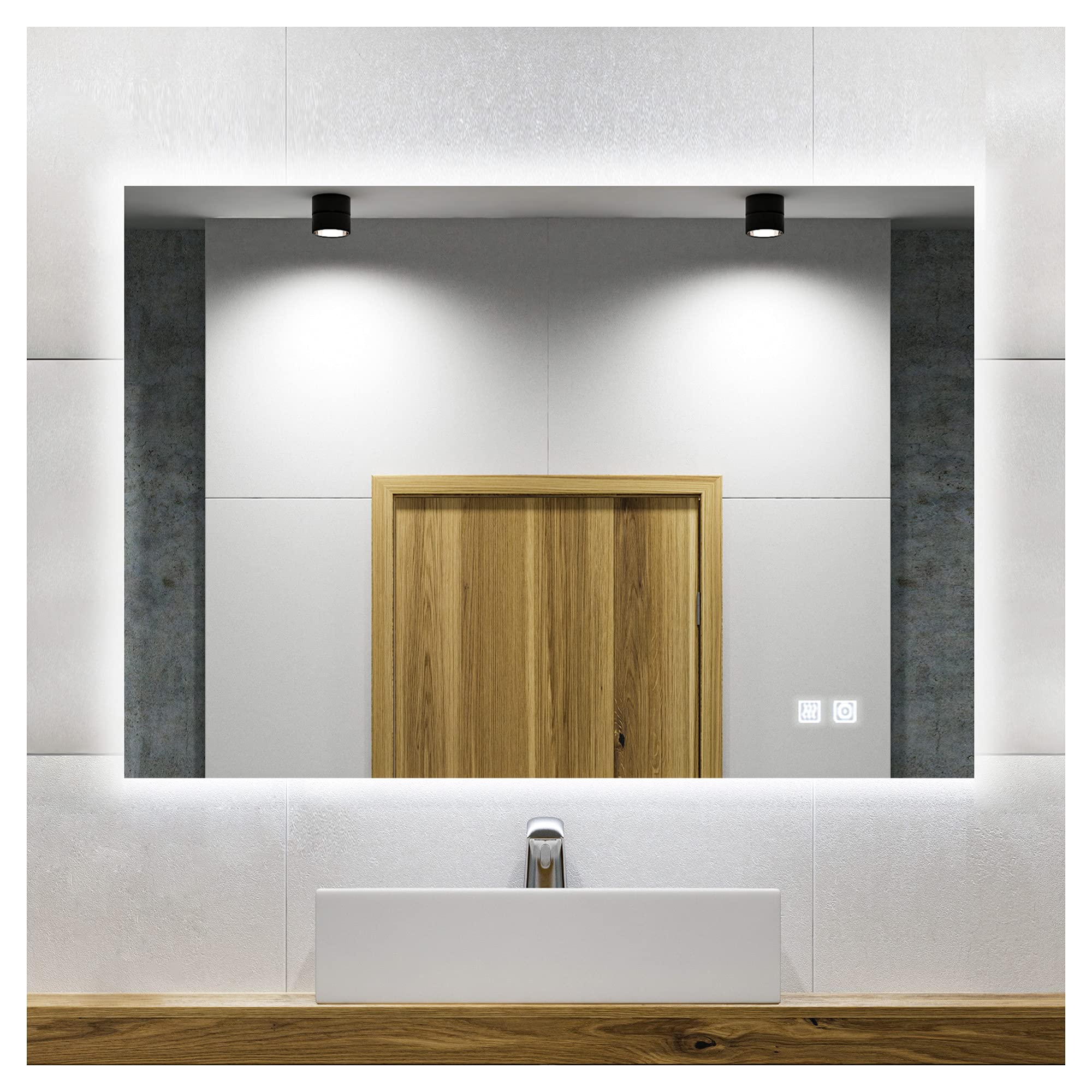 32x24 Inch LED Backlit Bathroom Mirror - Frameless Wall Mounted Anti-Fog Makeup Vanity Mirror with Dimmable Lights (Horizontal/Vertical) - Perfect for Modern Bathrooms, Dressing Rooms & Home Decor
