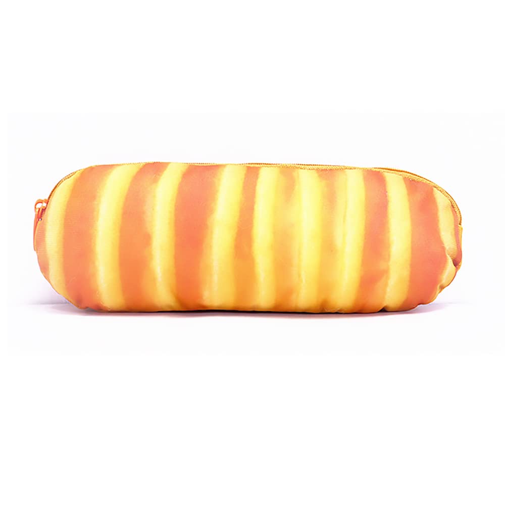 Funny Simulated Baguette Pencil Case - Soft French Bread Shaped Stationery Pouch with Zipper for School & Office Supplies | Cute Backpack Accessory for Students & Work (Baguette Design)