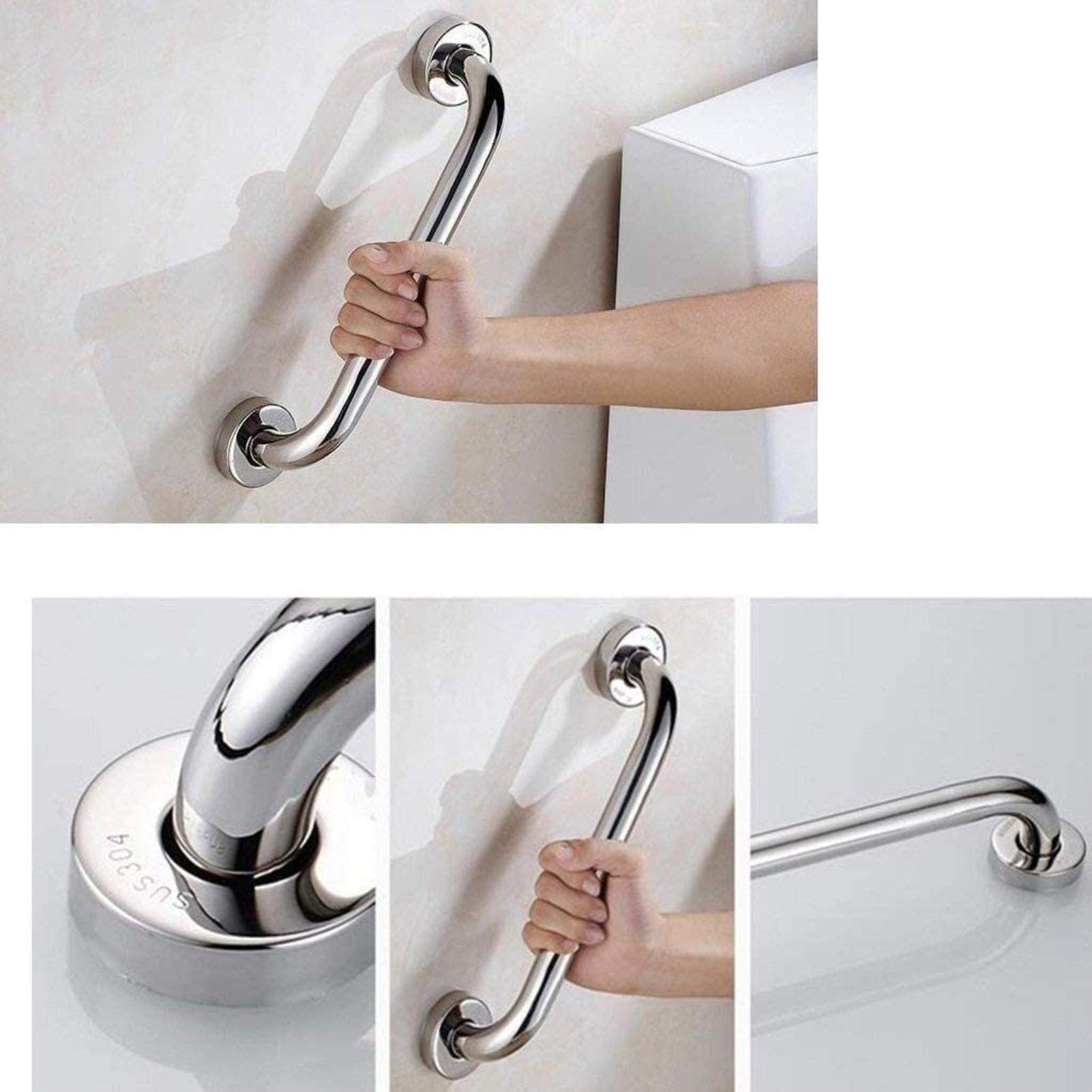 Anti-Slip Bathroom Safety Grab Bar - 50cm Silver Shower Handrail for Elderly & Disabled, Sturdy Bathtub/Toilet Support with Dual Function as Towel Holder (Ideal for Fall Prevention & Bathroom Safety)