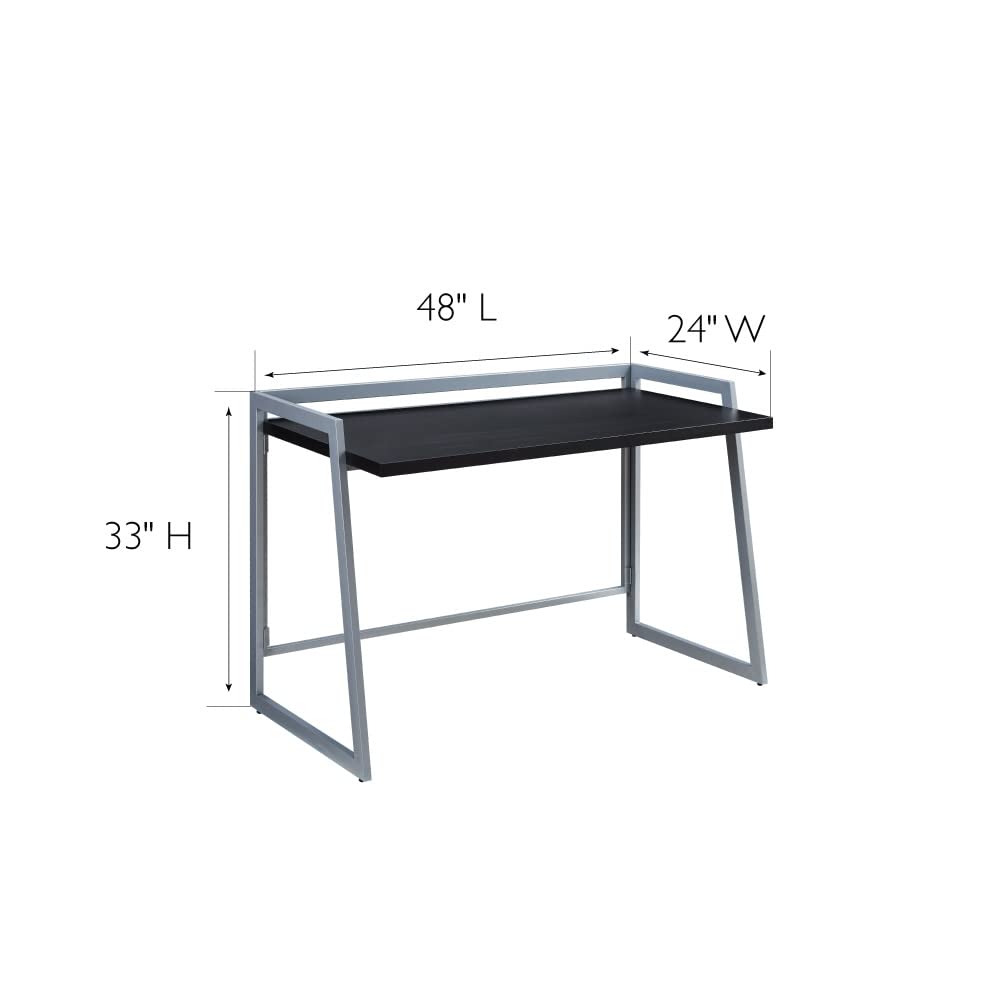 Leick Home 70004-BLKNK Mixed Metal and Wood Desk in Black/Nickel - Stylish Modern Office & Study Desk for Home Office, Workspace, and Dorm Room