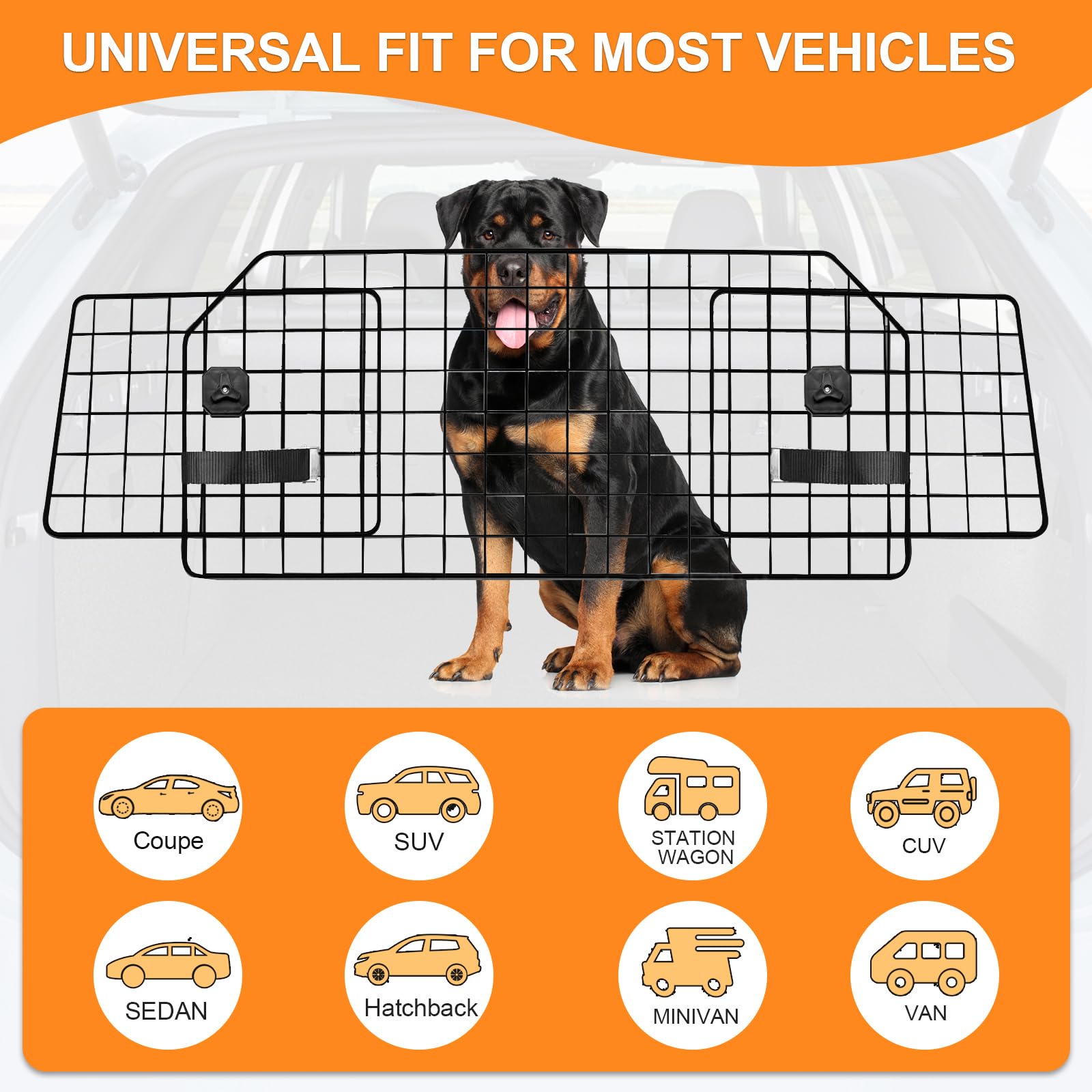 Universal MBR&MBS Dog Barrier for SUVs & Vans - Adjustable Heavy-Duty Pet Gate for Safe Travel