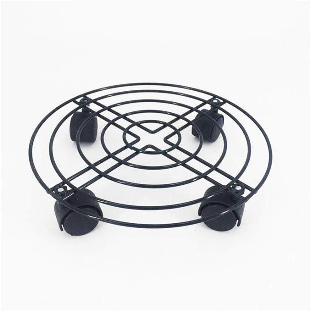 Heavy Duty Cast Iron Plant Stand with Wheels - Round Flower Pot Rack, Plant Pallet Caddy for Moving Pots - Black | Indoor/Outdoor Garden Decor, Perfect for Patio, Balcony & Greenhouse Use