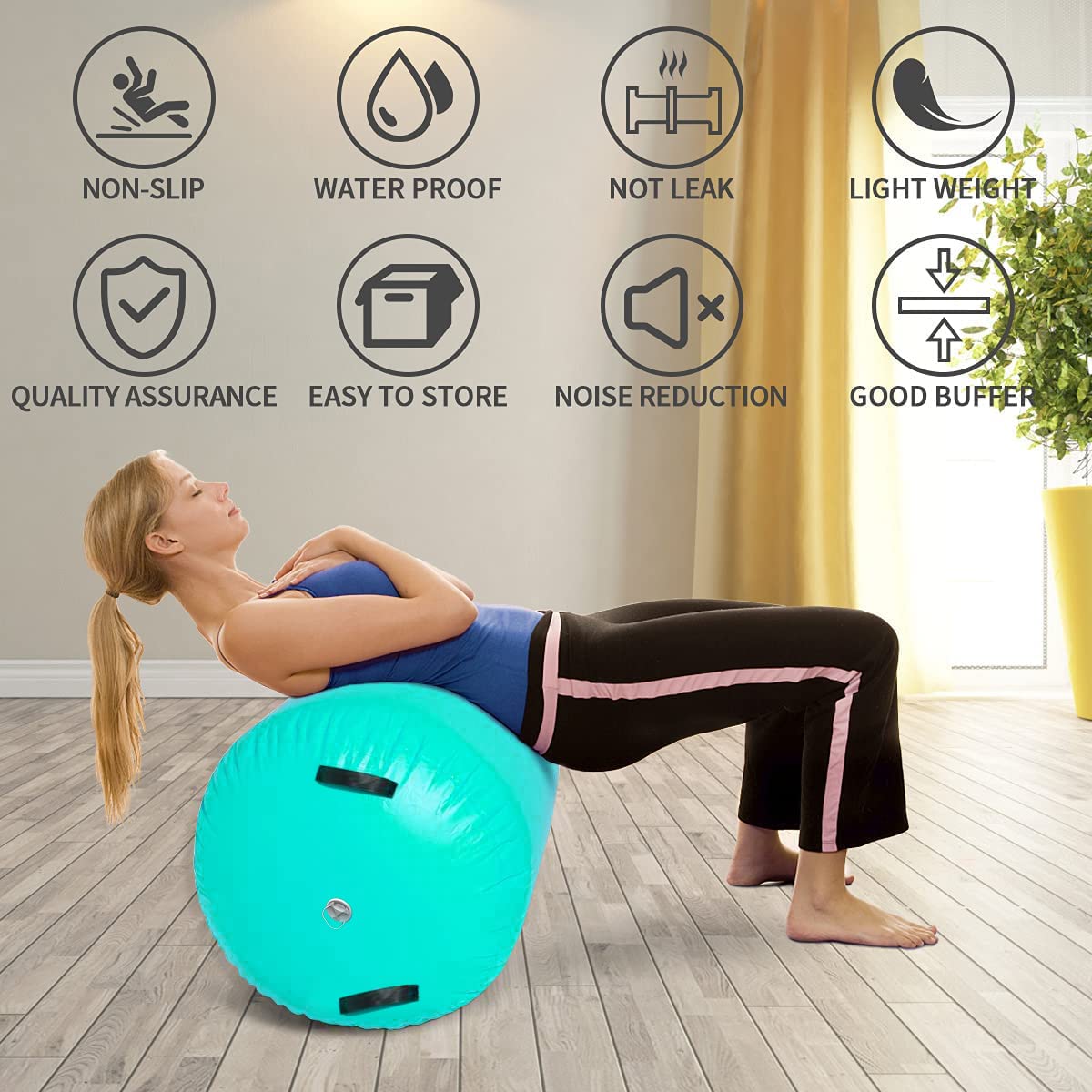 Inflatable Air Tumbling Mat with Electric Pump - Gymnastics Barrel Roller for Home Gym, Cheerleading & Yoga Practice | Perfect for Kids Training, Fitness Workouts and Indoor Exercise
