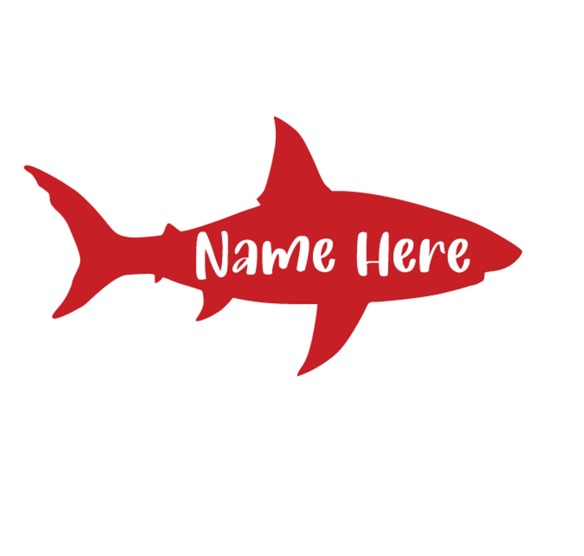 Custom Shark Silhouette Personalized Name Iron-On Transfer - Great White Decal Vinyl Patch for Clothing & DIY Crafts | Heat Transfer HTV for T-Shirts, Hats, Bags | Perfect for Beach Parties, Ocean-Themed Events & Gifts (Red)
